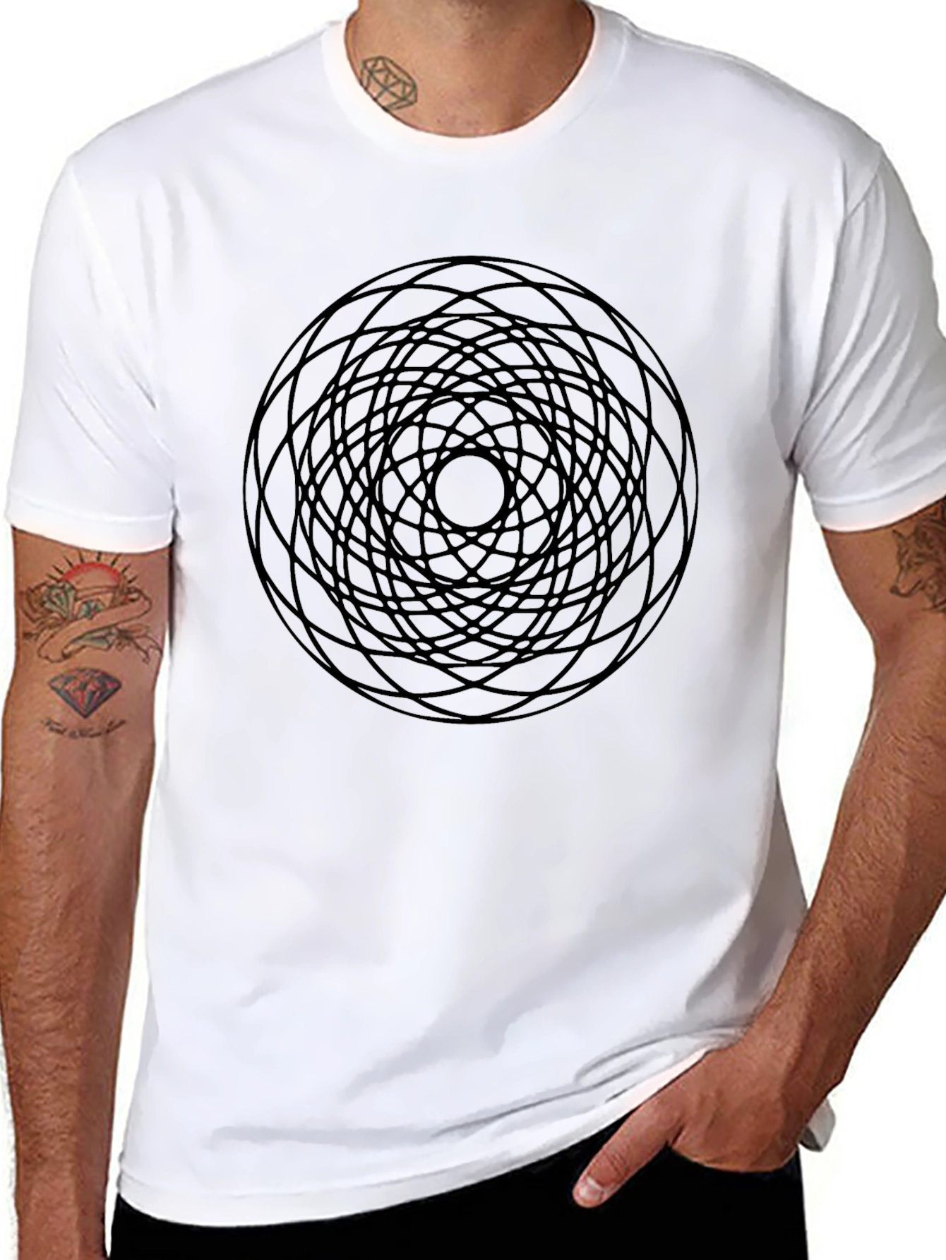 Geometric Circle Graphic Black T-Shirt