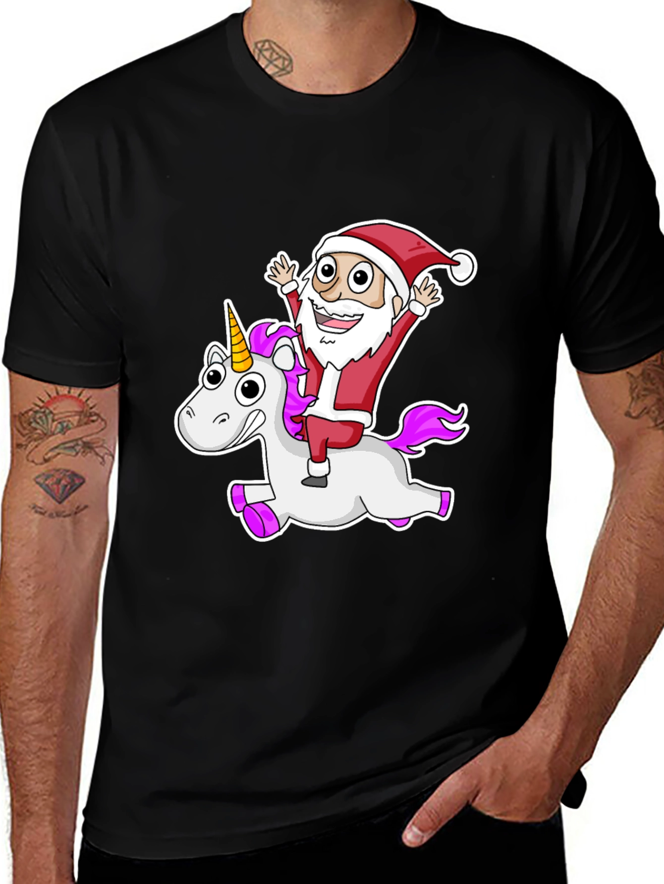 Santa Unicorn T-Shirt Funny Christmas Tee