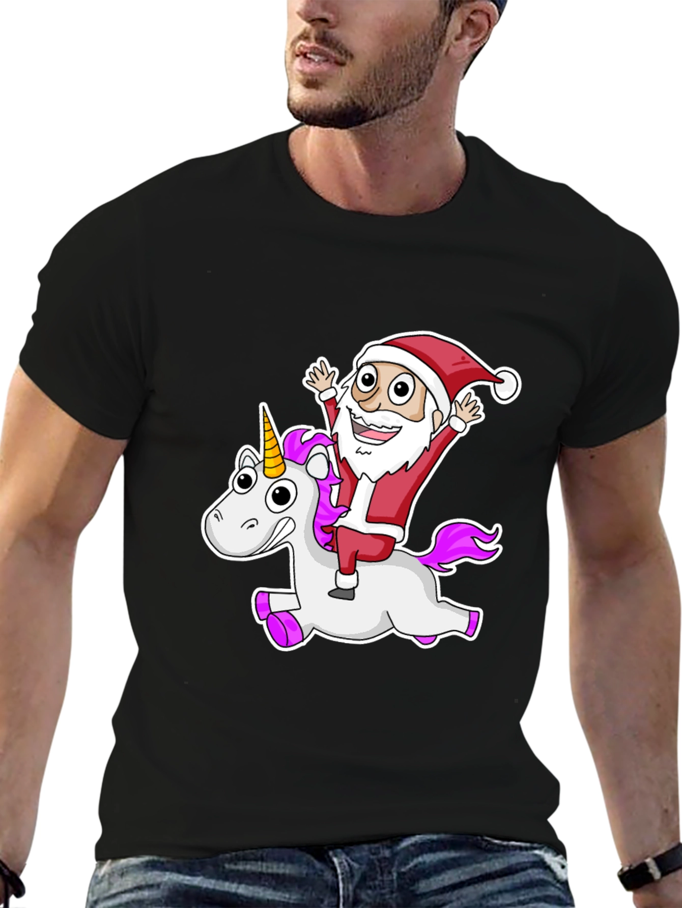 Santa Unicorn T-Shirt Funny Christmas Tee