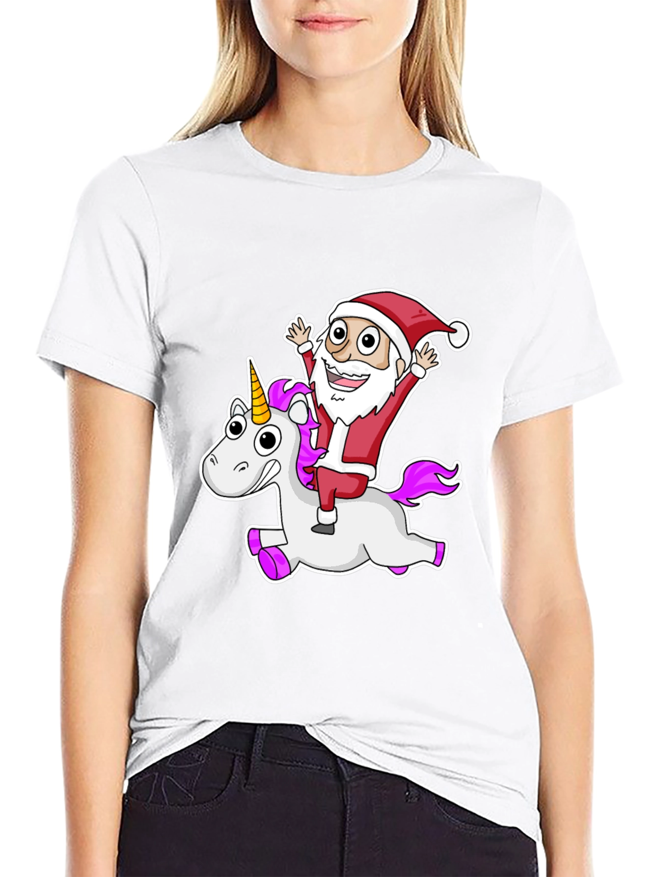 Santa Unicorn T-Shirt Funny Christmas Tee