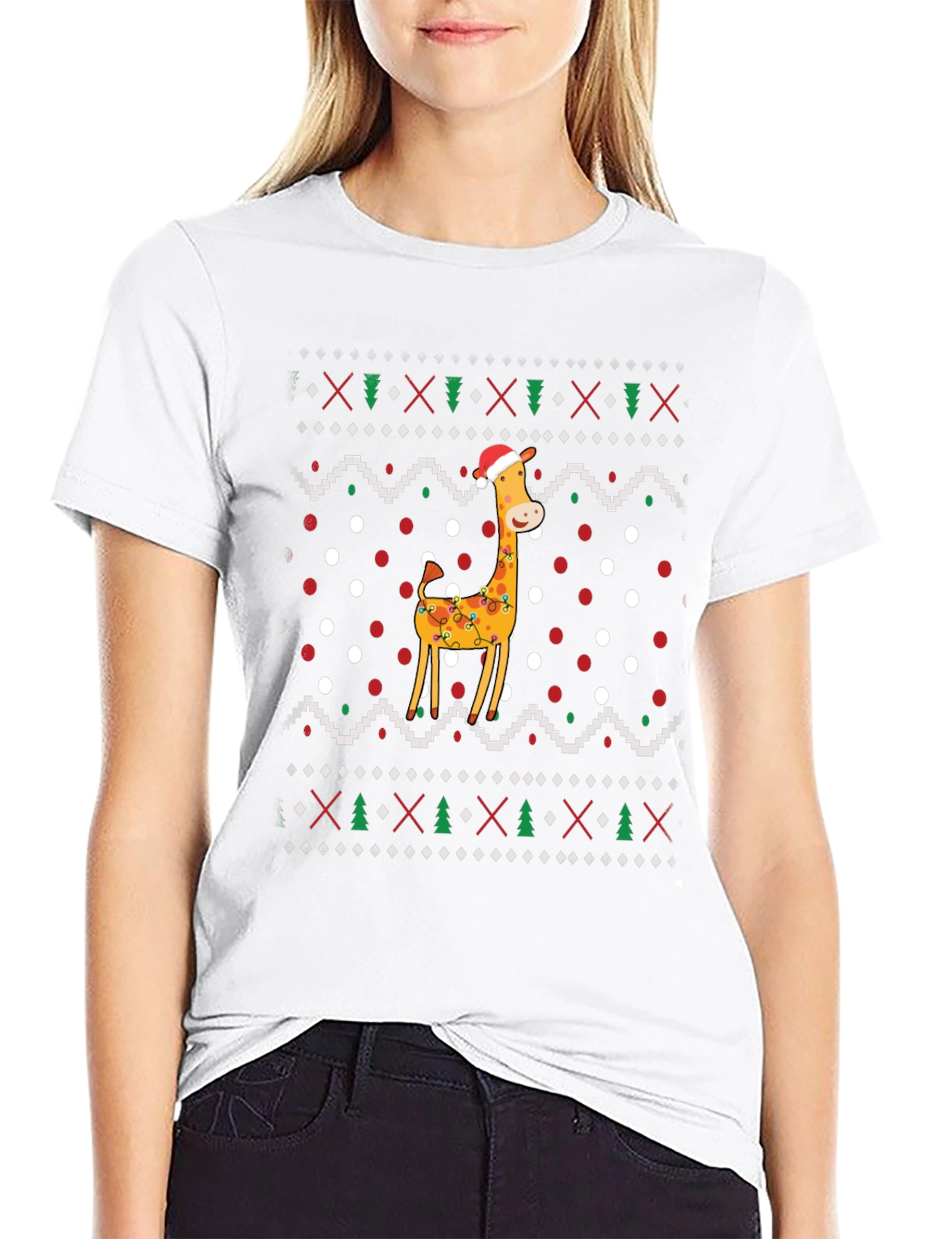 Festive Giraffe Christmas Sweater T-Shirt
