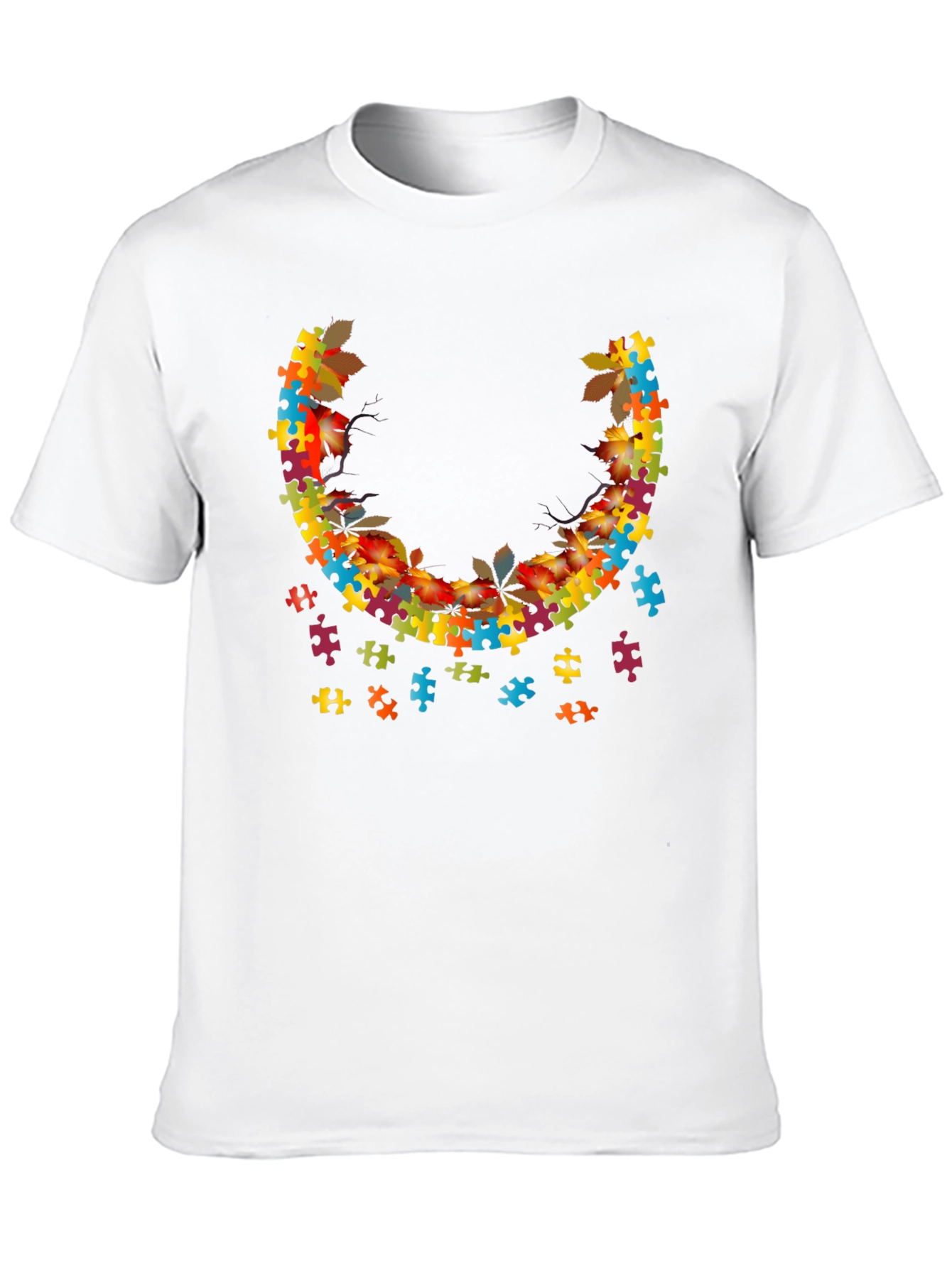 Autism Awareness Puzzle Piece Leaves T-Shirt