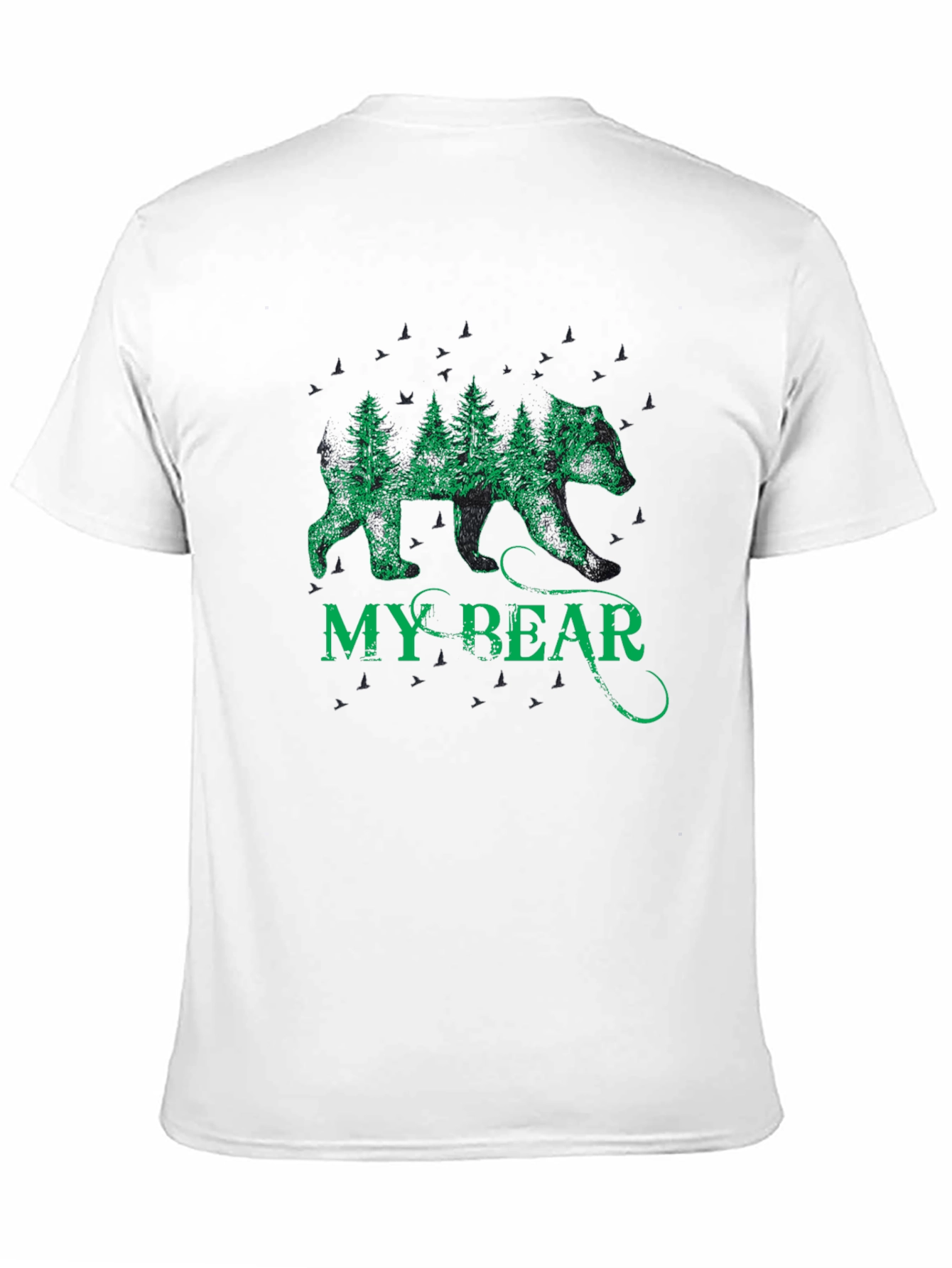 Nature Bear Graphic Tee - Black Cotton