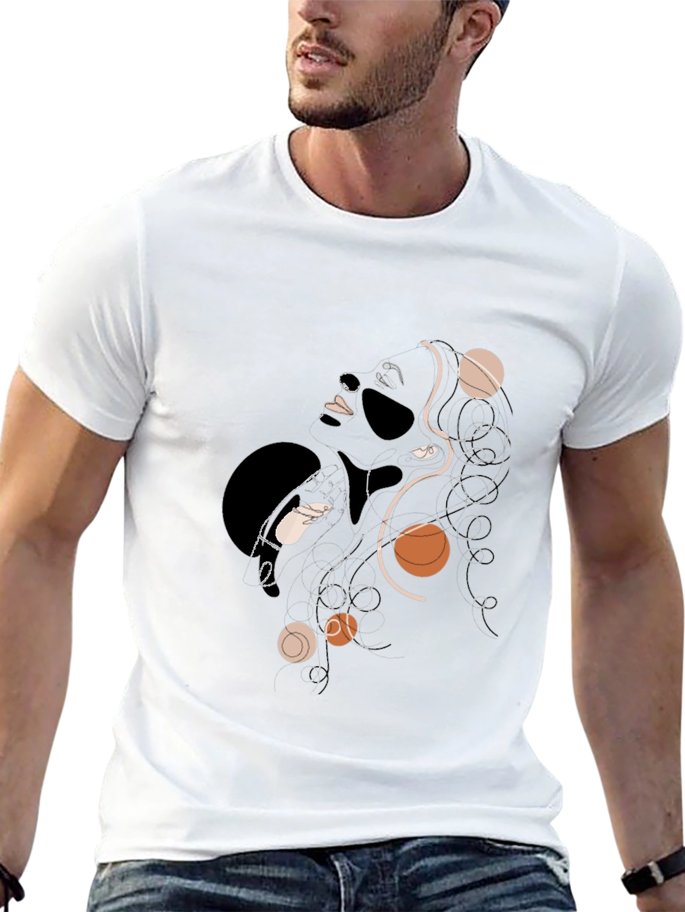 Abstract Woman Graphic Print Black T-Shirt