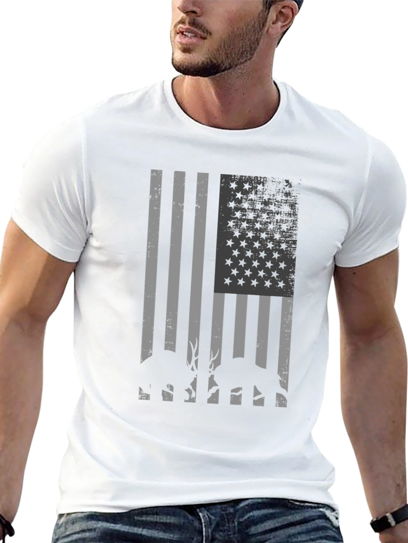 American Flag Deer Hunting T-Shirt