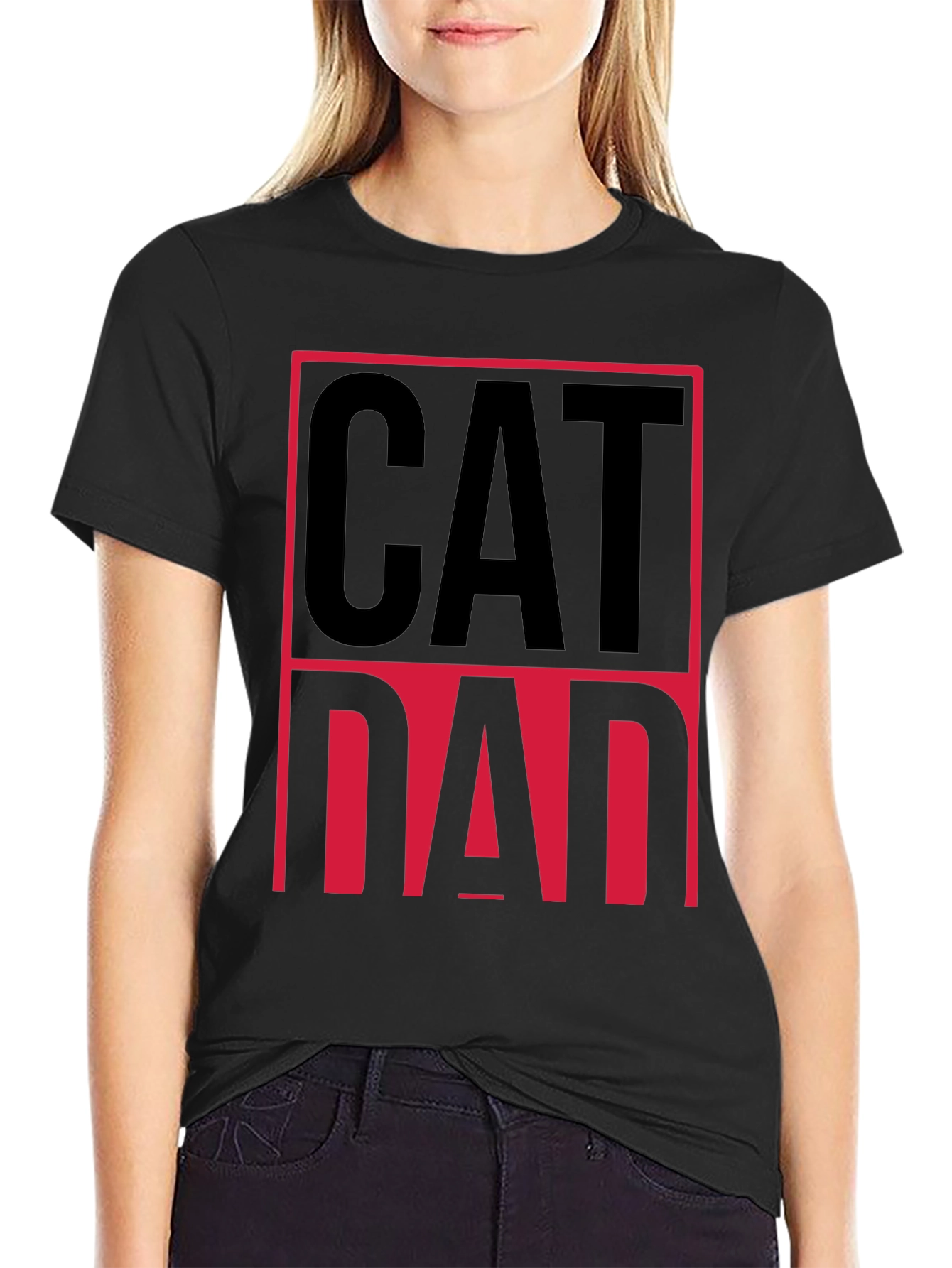 Cat Dad Graphic Tee - Black Cotton T-Shirt