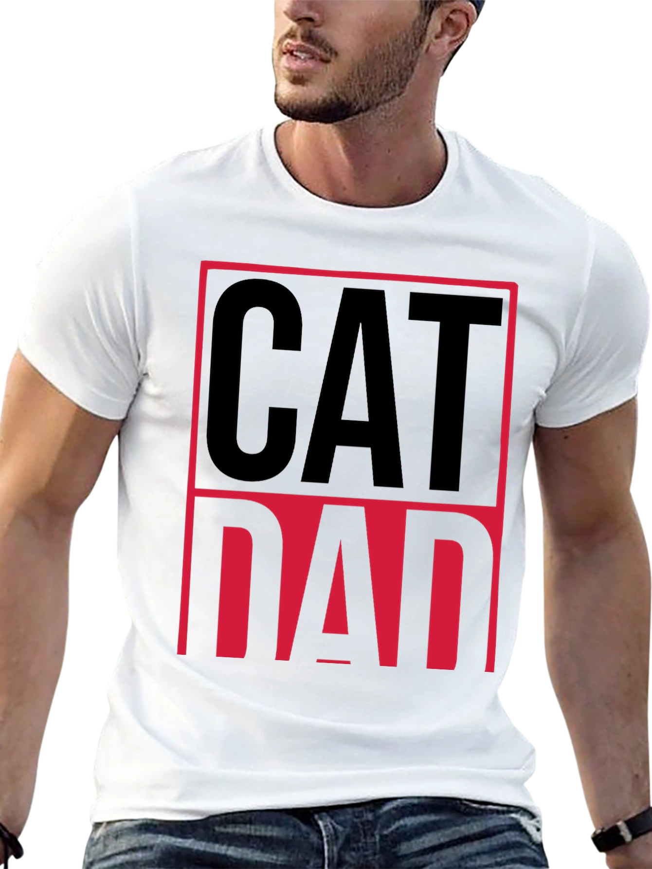 Cat Dad Graphic Tee - Black Cotton T-Shirt