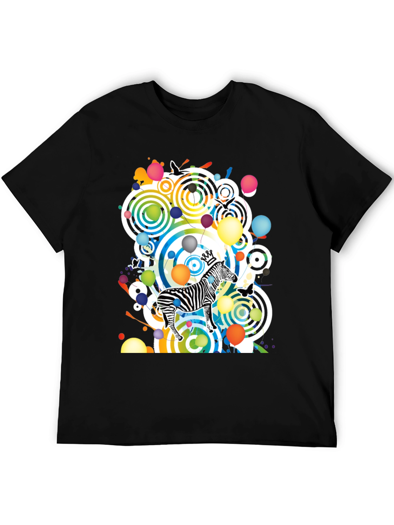Funky Zebra Graphic Tee - Black Cotton T-Shirt