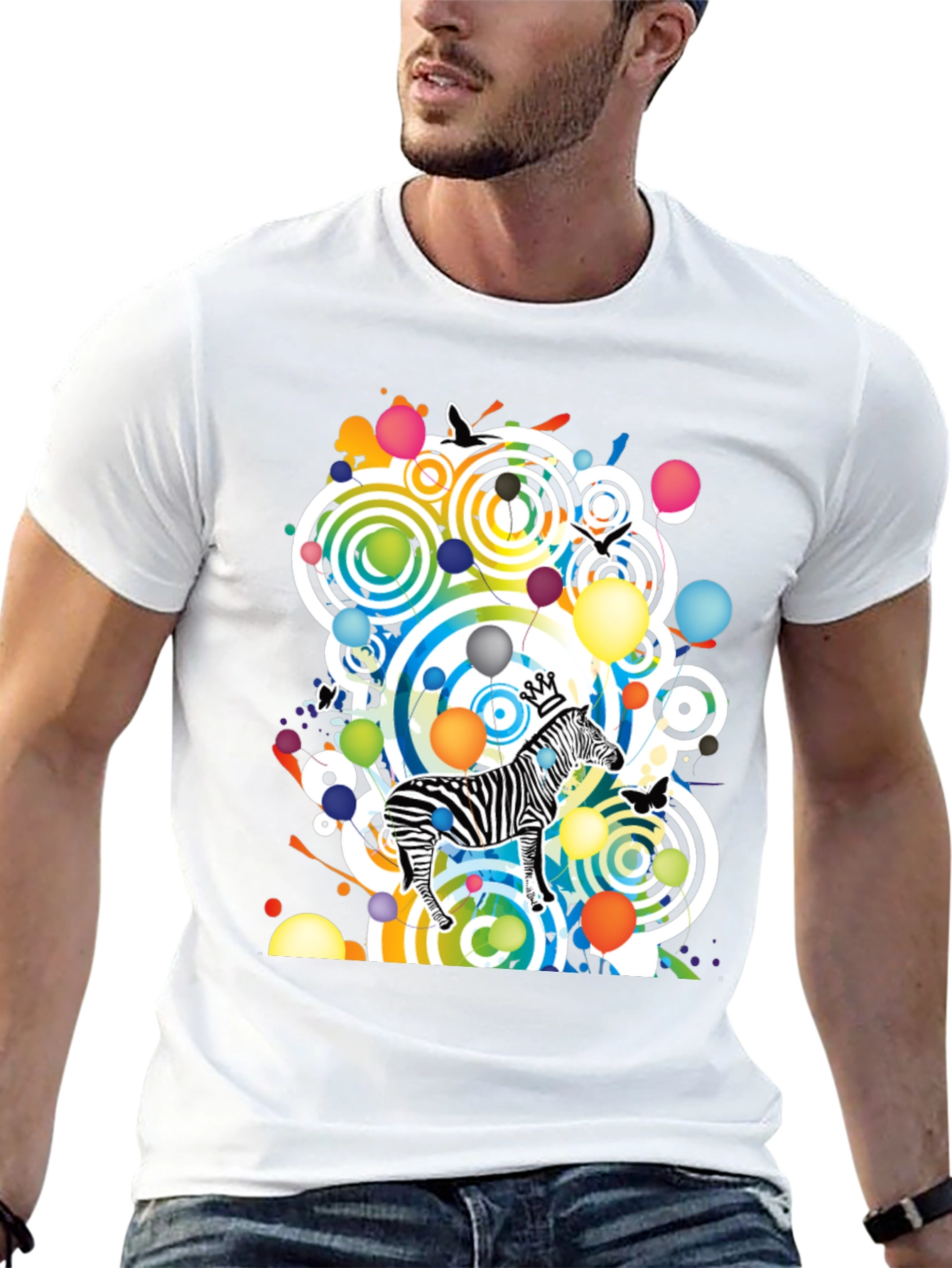 Funky Zebra Graphic Tee - Black Cotton T-Shirt