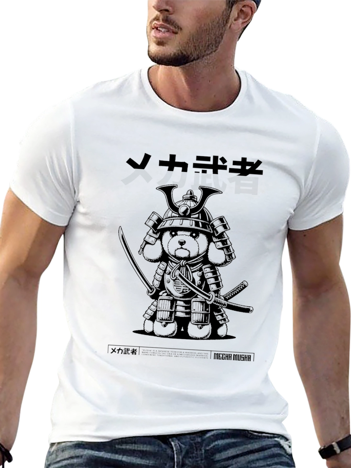 Samurai Bear Graphic Black T-Shirt