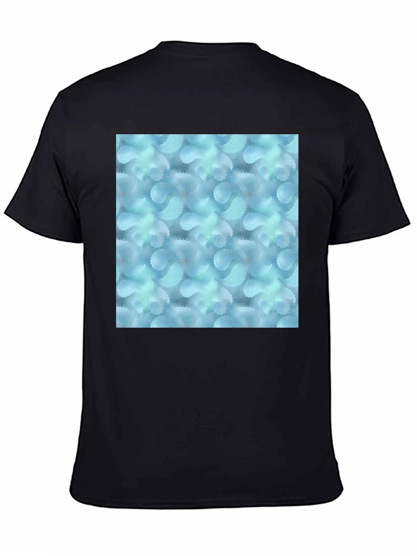 Stylish Black Tee with Abstract Blue Pattern
