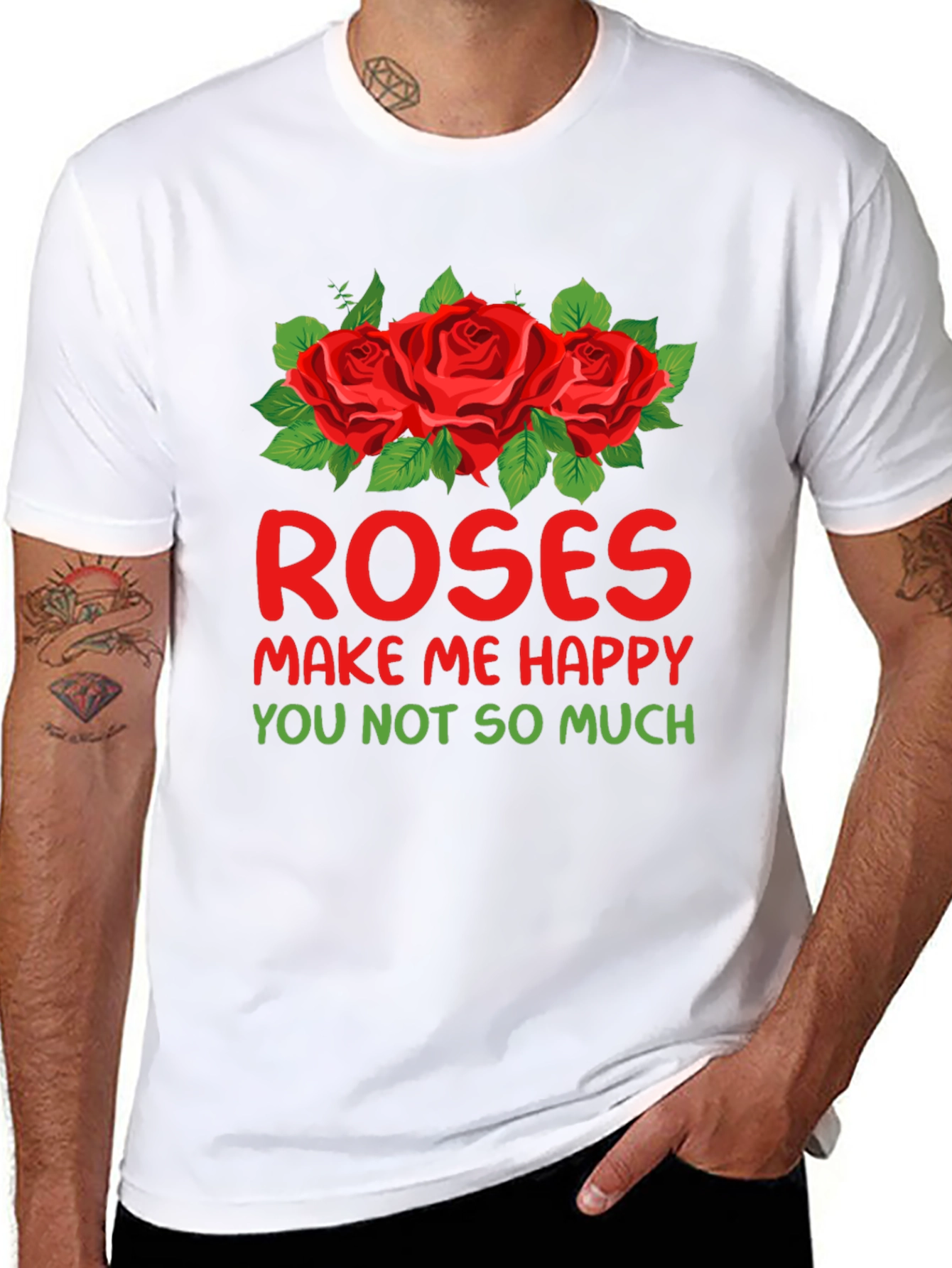 Roses Make Me Happy Graphic T-Shirt