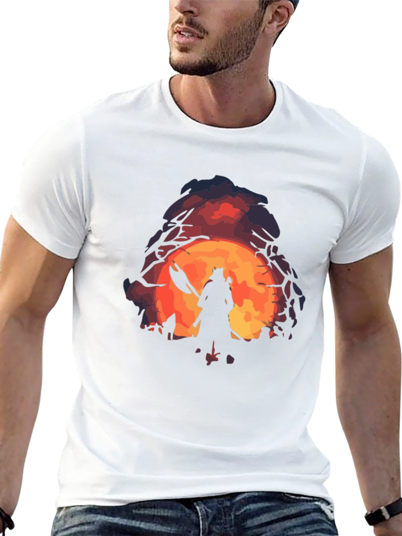 Silhouette Warrior Graphic Black T-Shirt
