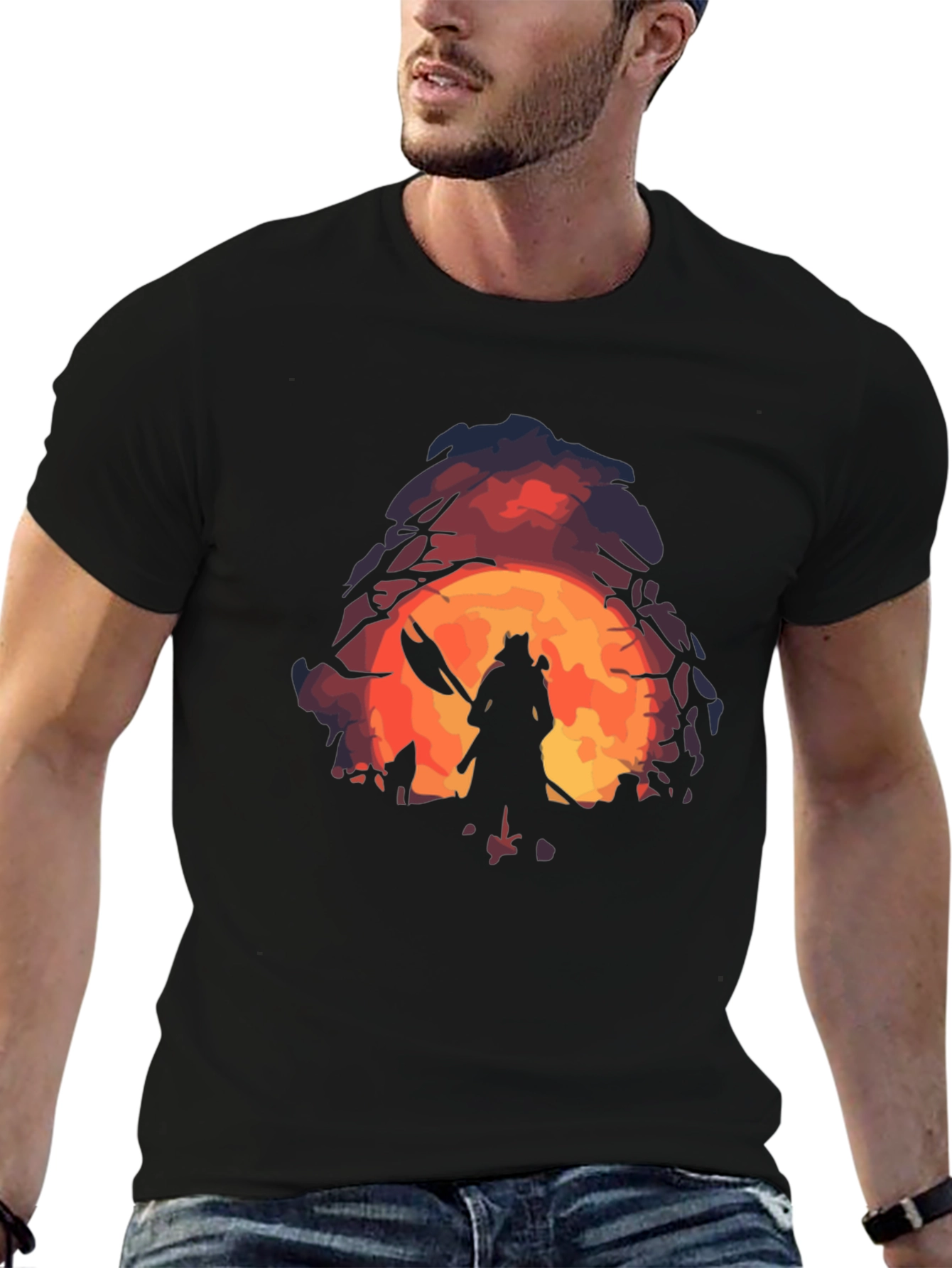 Silhouette Warrior Graphic Black T-Shirt