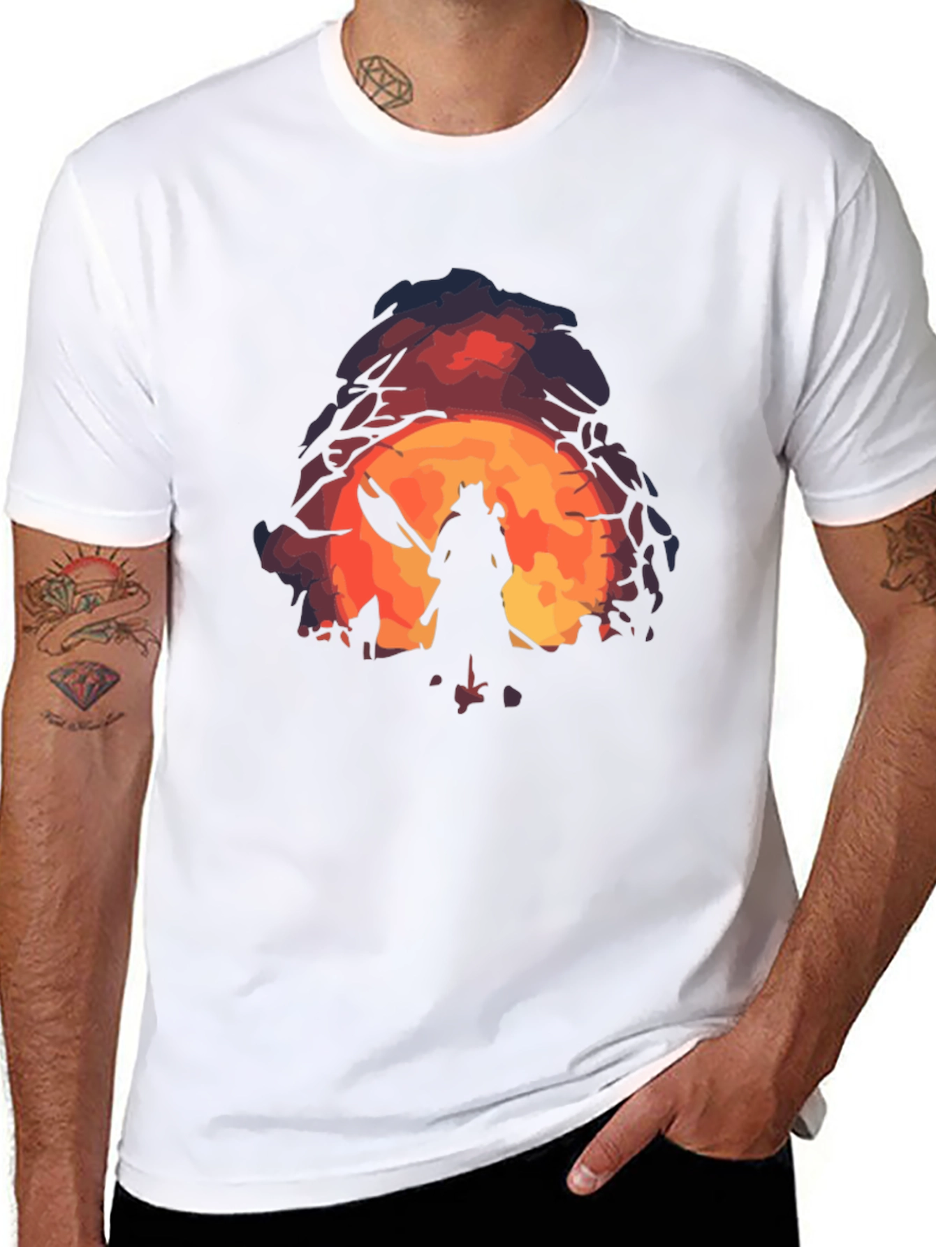 Silhouette Warrior Graphic Black T-Shirt