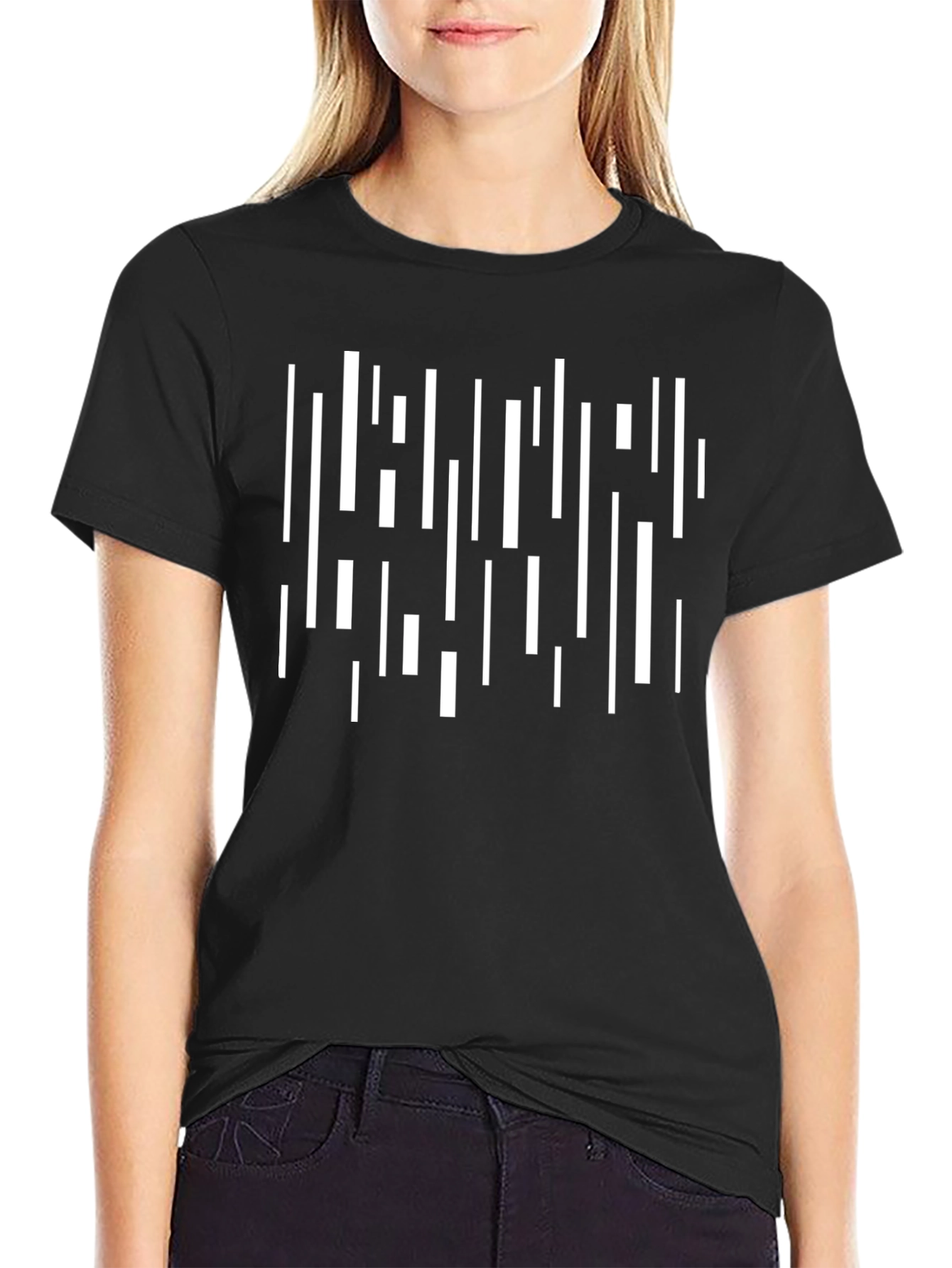 Modern Graphic Print Black T-Shirt