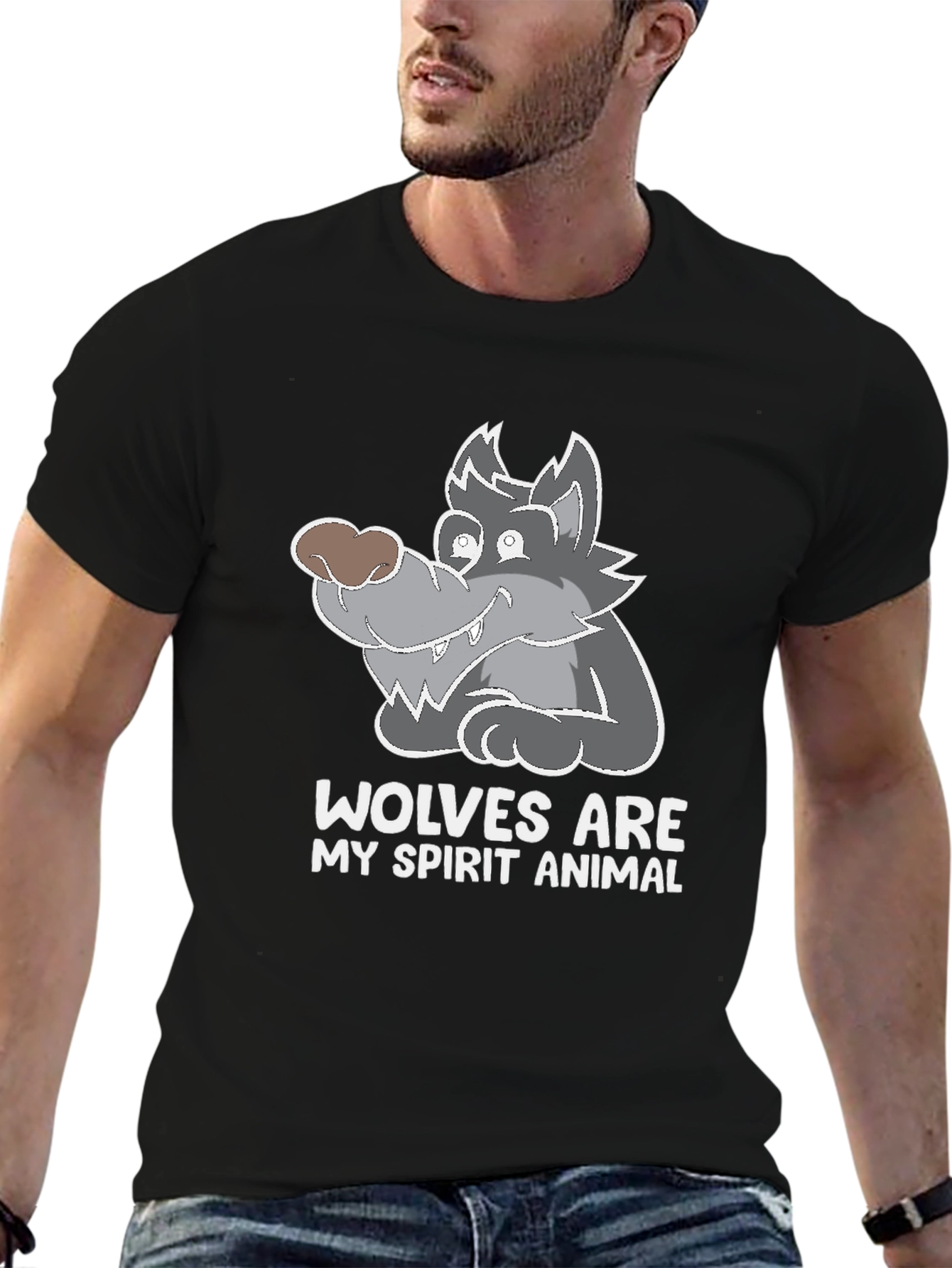Wolves Are My Spirit Animal Graphic Tee - Black