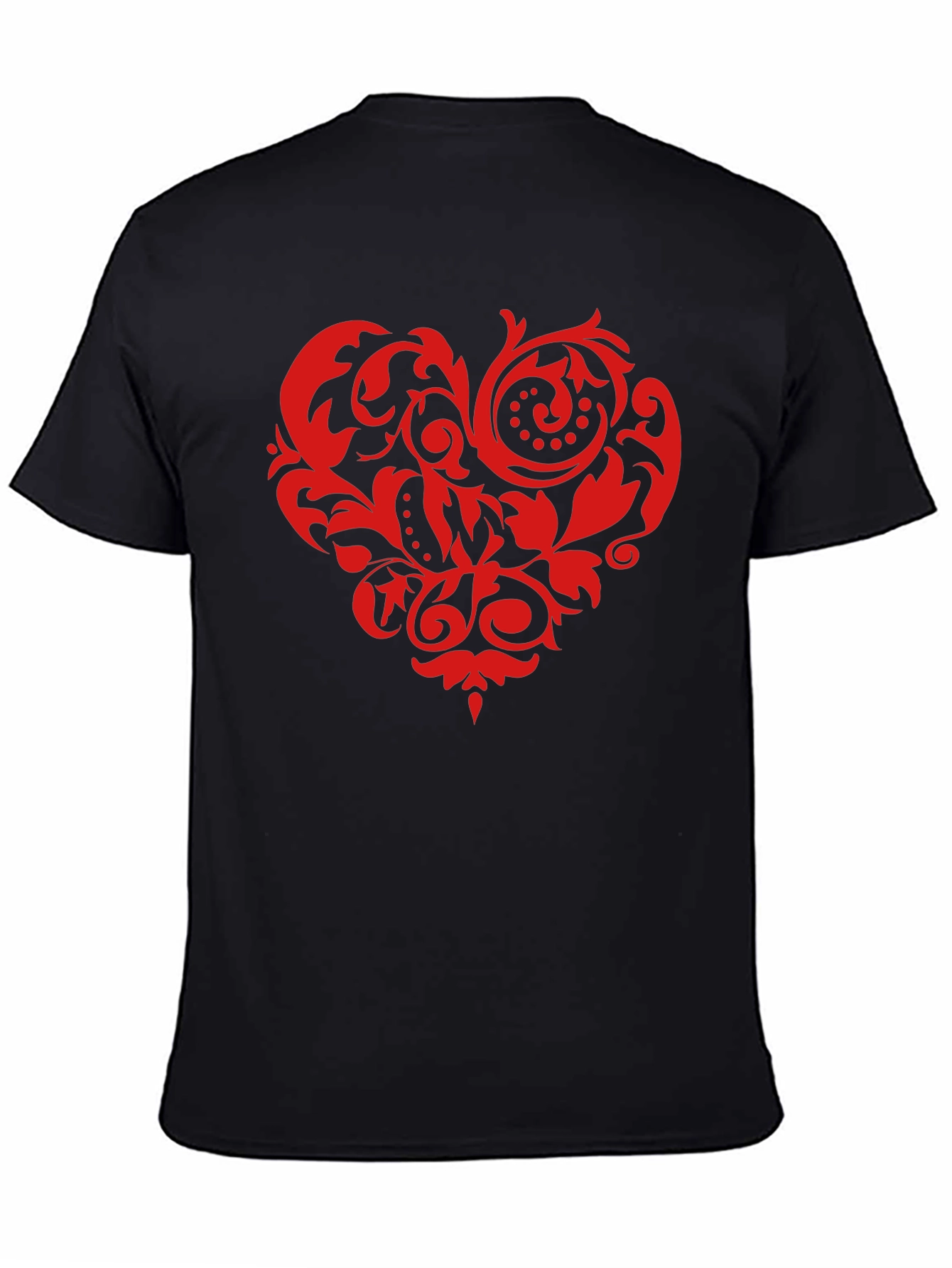 Stylish Black T-Shirt with Red Heart Design