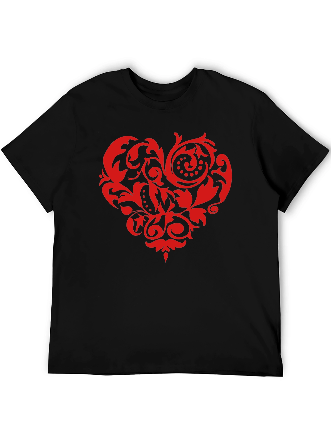 Stylish Black T-Shirt with Red Heart Design