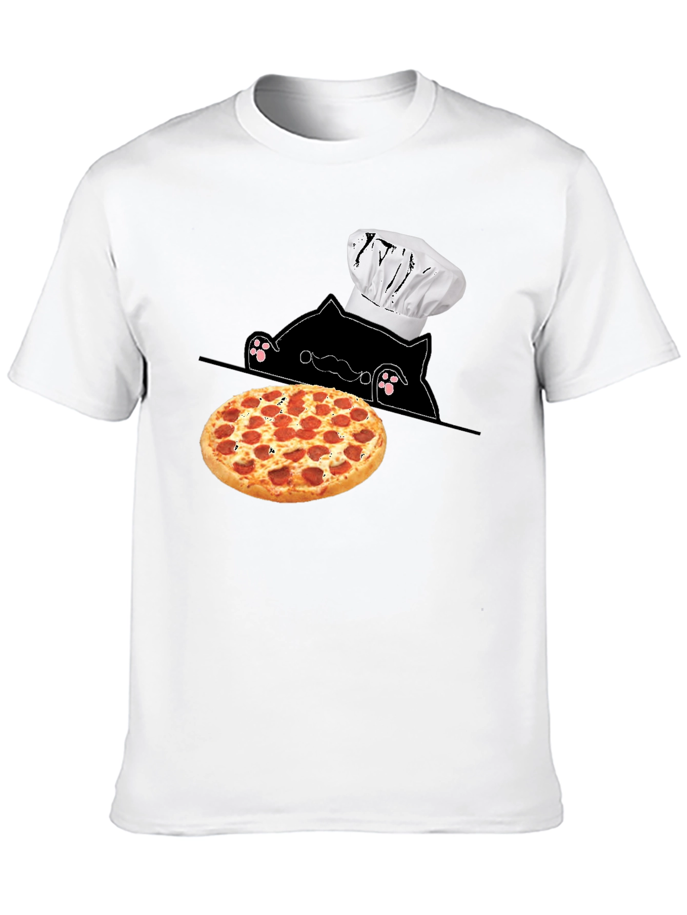 Cat Chef Pizza T-Shirt - Novelty Graphic Tee