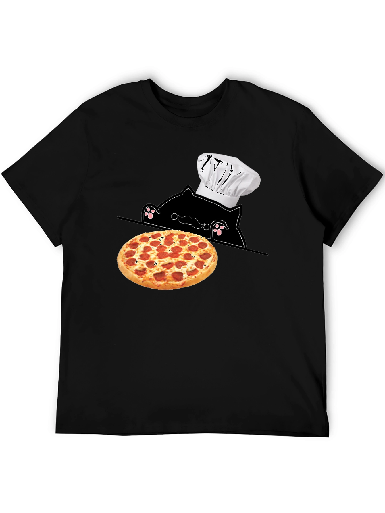 Cat Chef Pizza T-Shirt - Novelty Graphic Tee