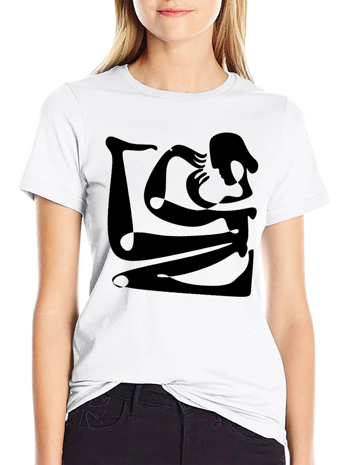 Abstract Silhouette Graphic Black T-Shirt