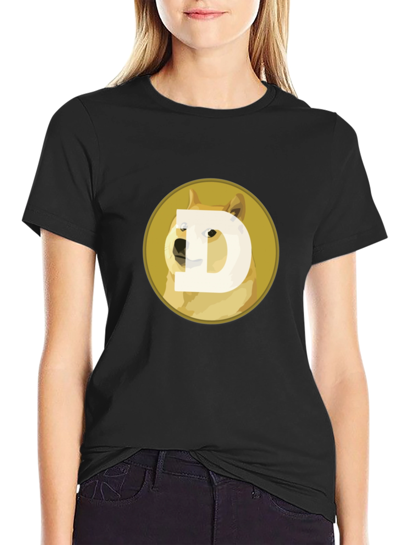 Doge Coin Graphic Tee - Black Crypto T-Shirt