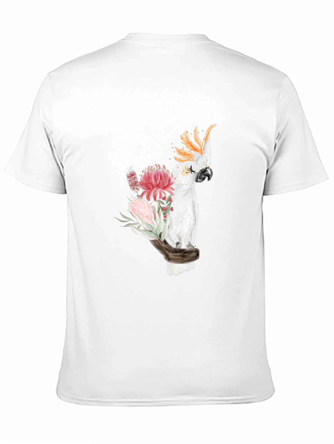 Cockatoo Floral Print T-Shirt - Black
