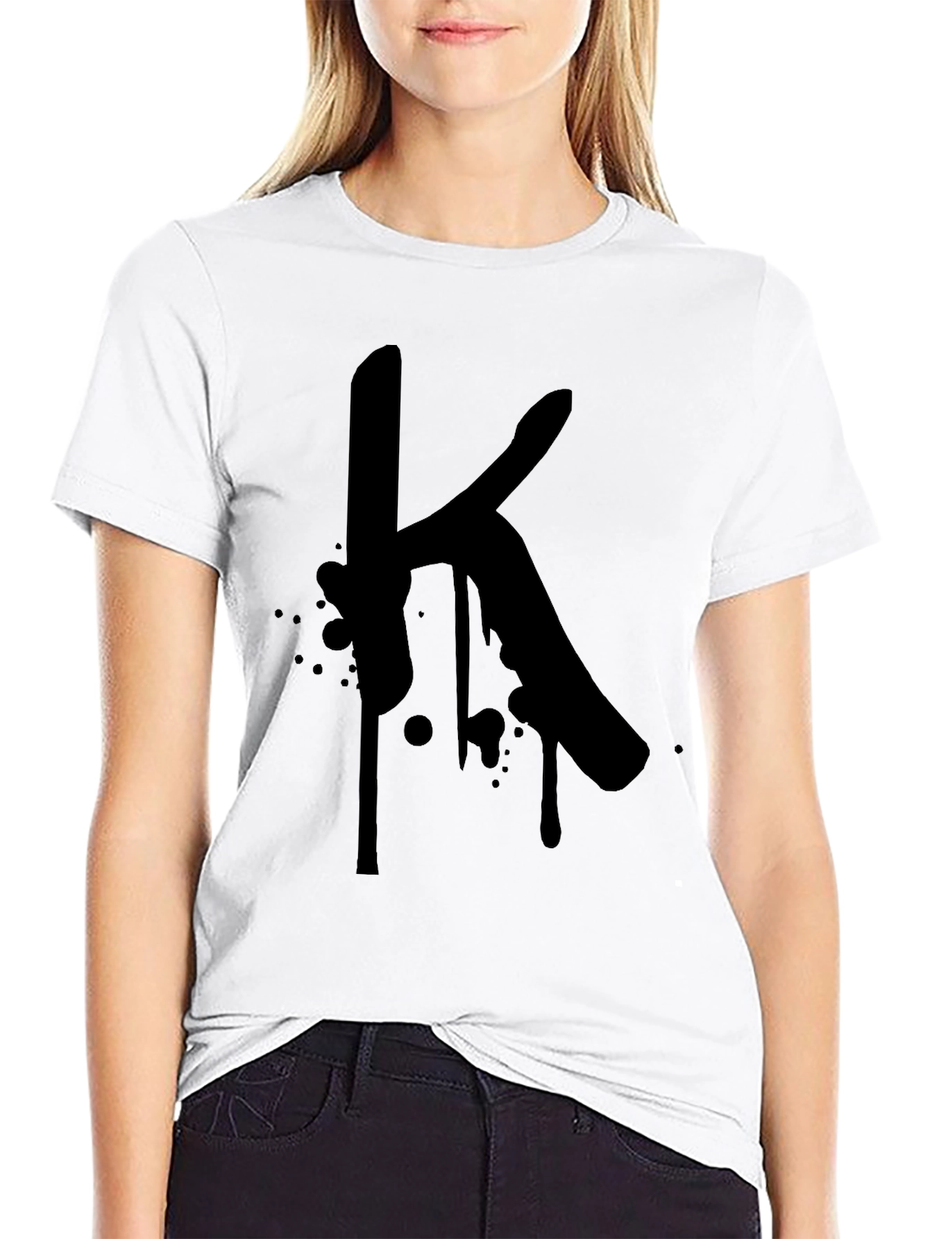Letter K Graphic Black T-Shirt
