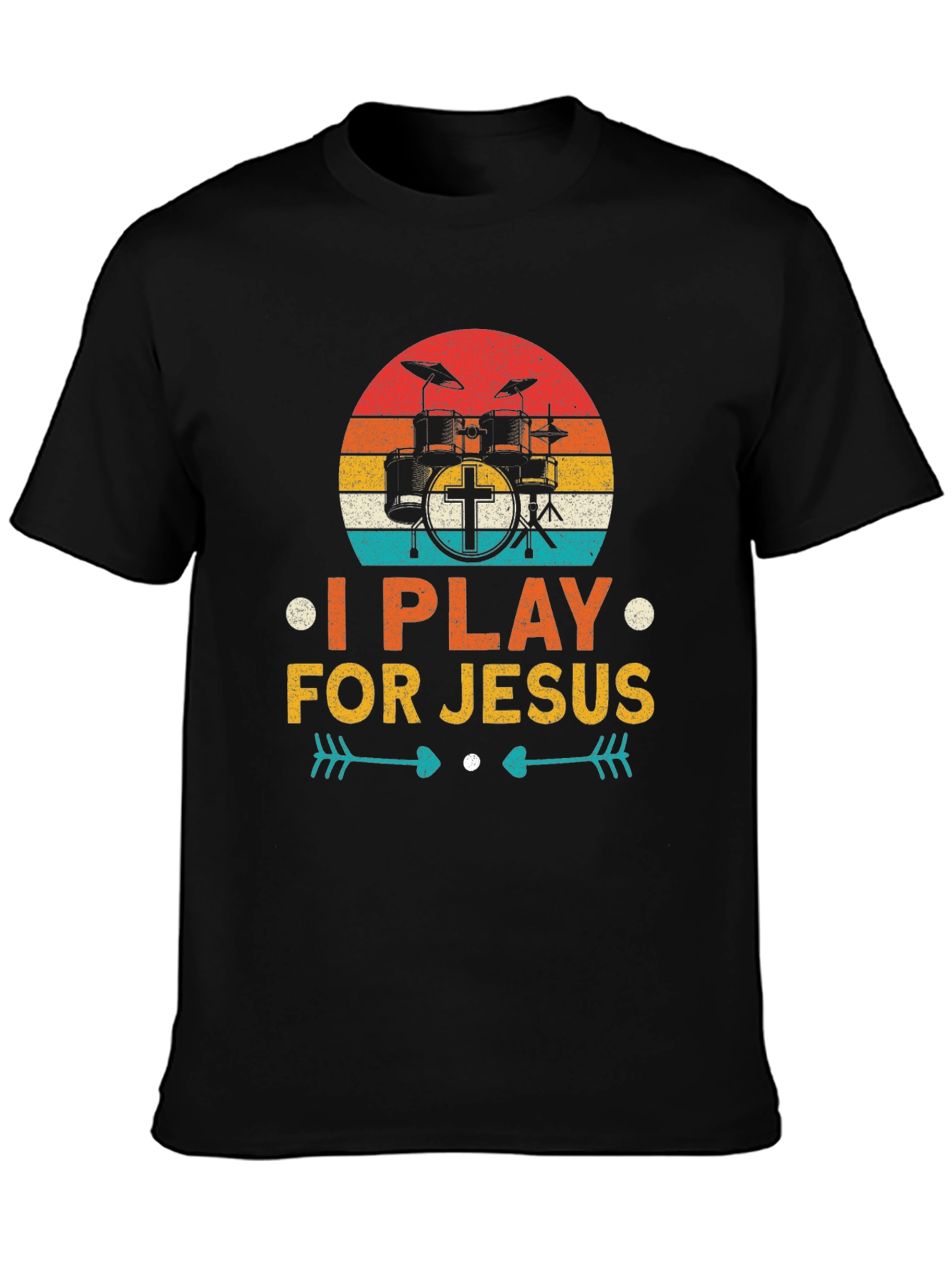I Play For Jesus Drummer T-Shirt Christian Tee