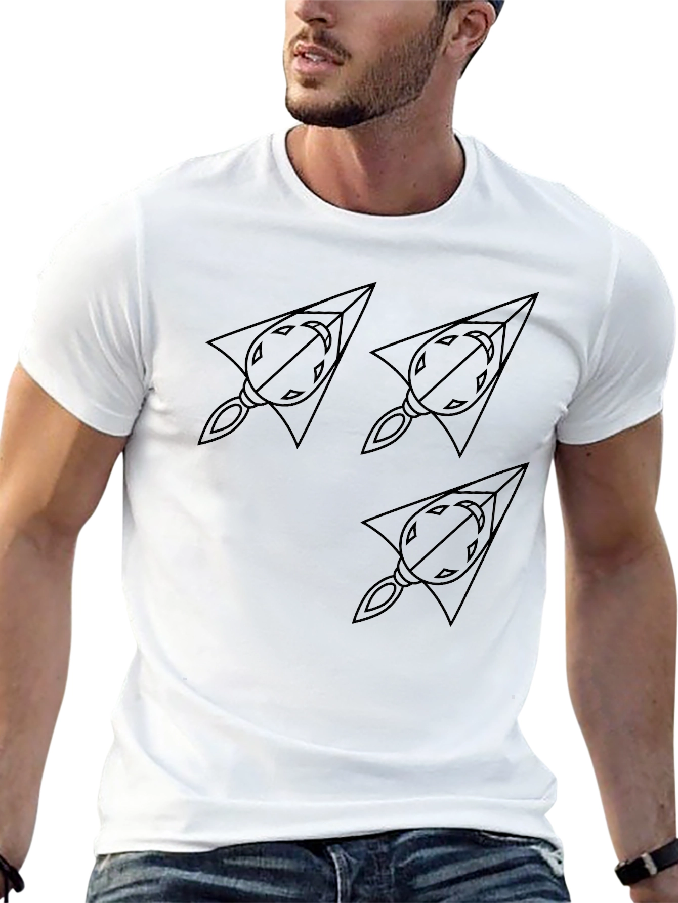 Geometric Arrowhead Tee - Black Cotton Casual Wear