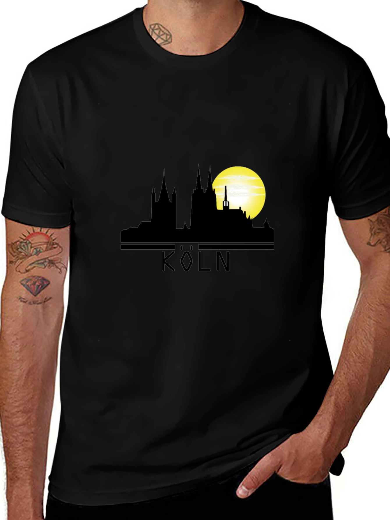 Cologne Skyline T-Shirt - Black Graphic Tee