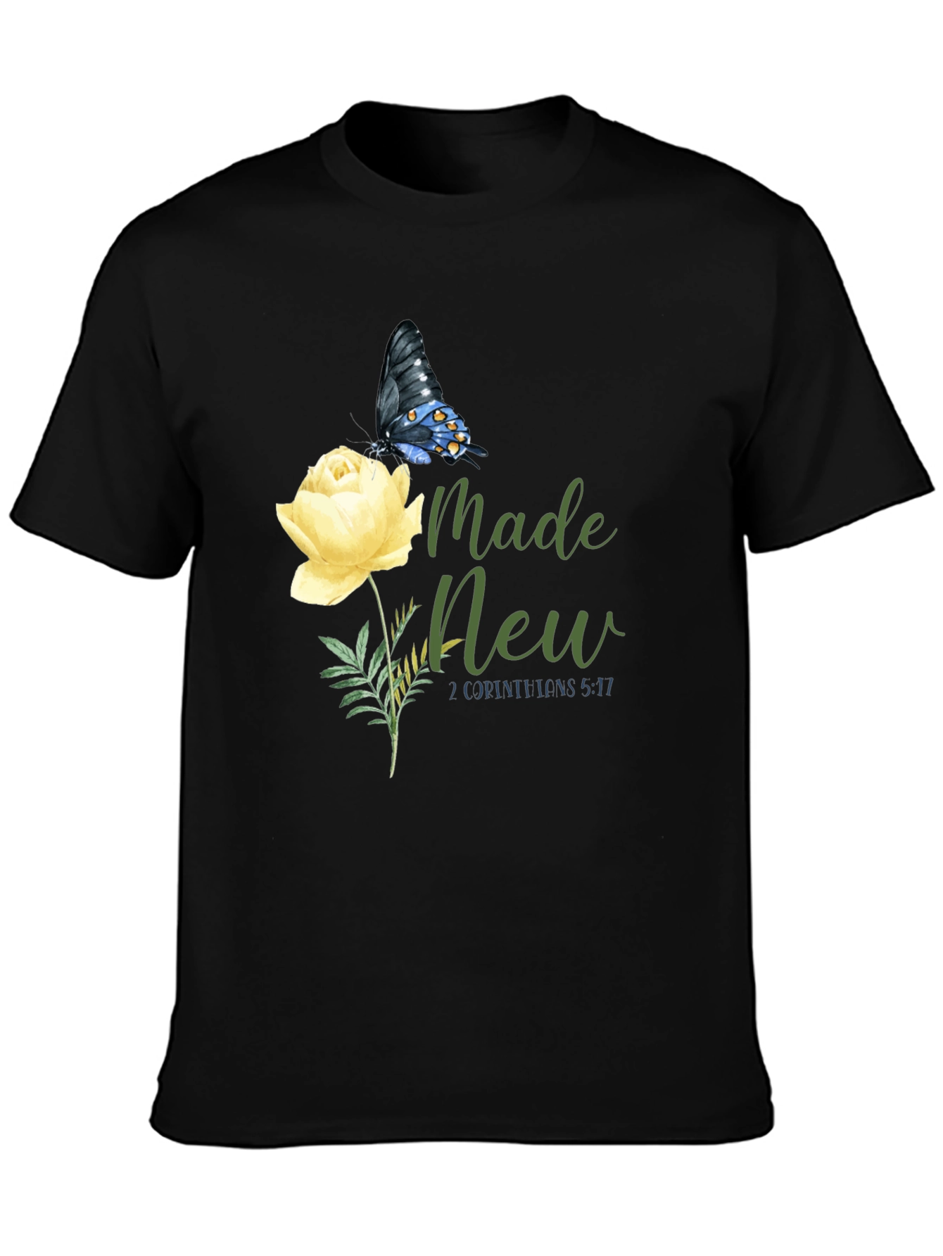Made New Christian T-Shirt with Butterfly and Rose