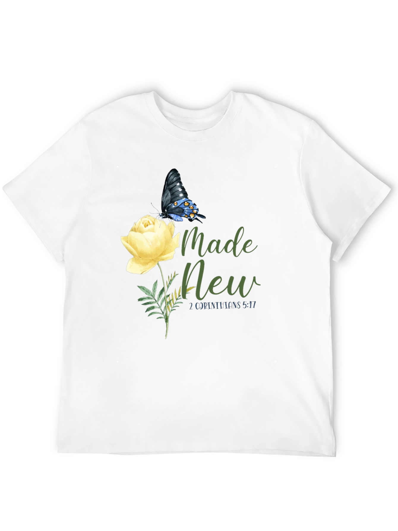 Made New Christian T-Shirt with Butterfly and Rose