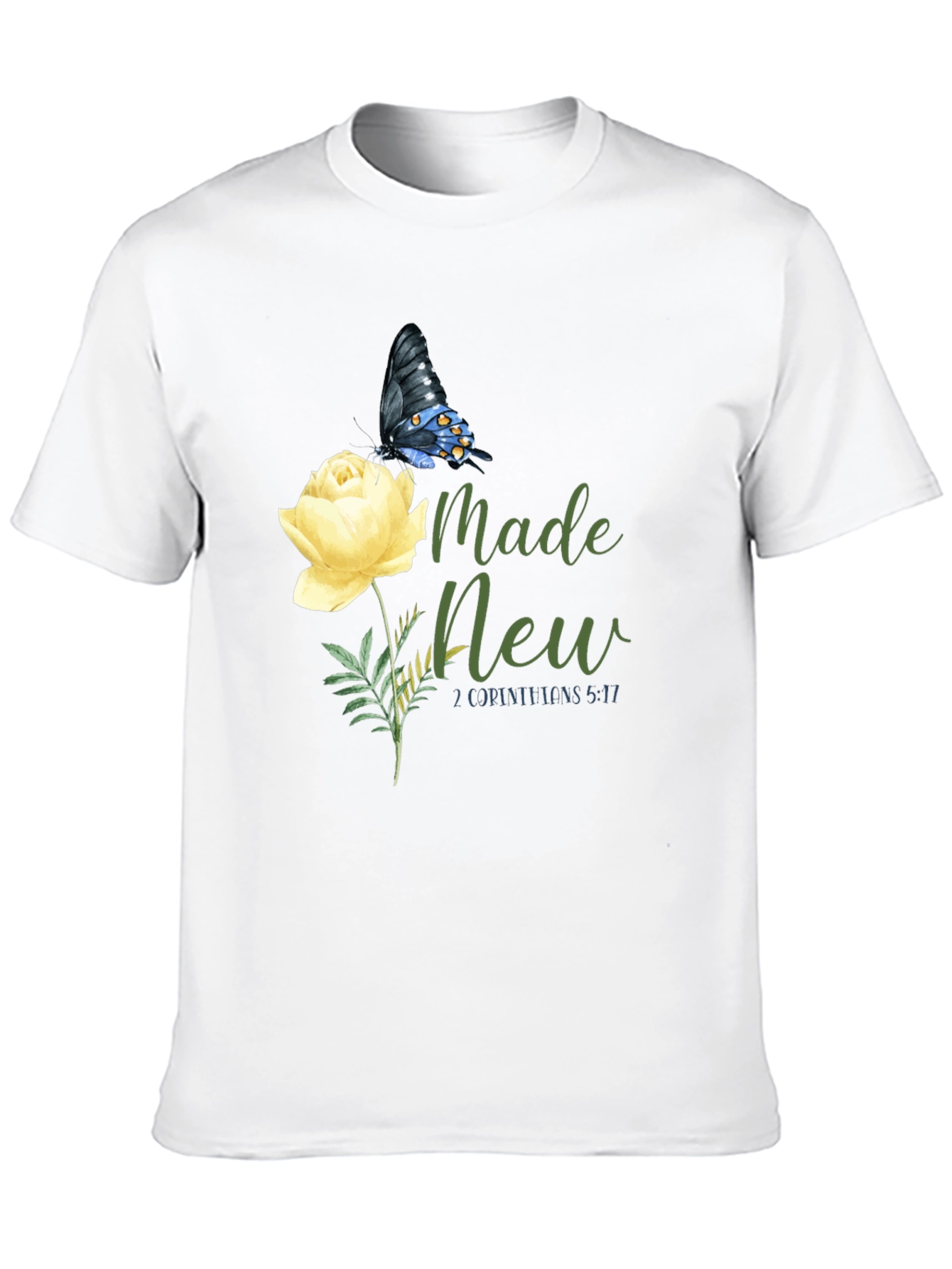 Made New Christian T-Shirt with Butterfly and Rose