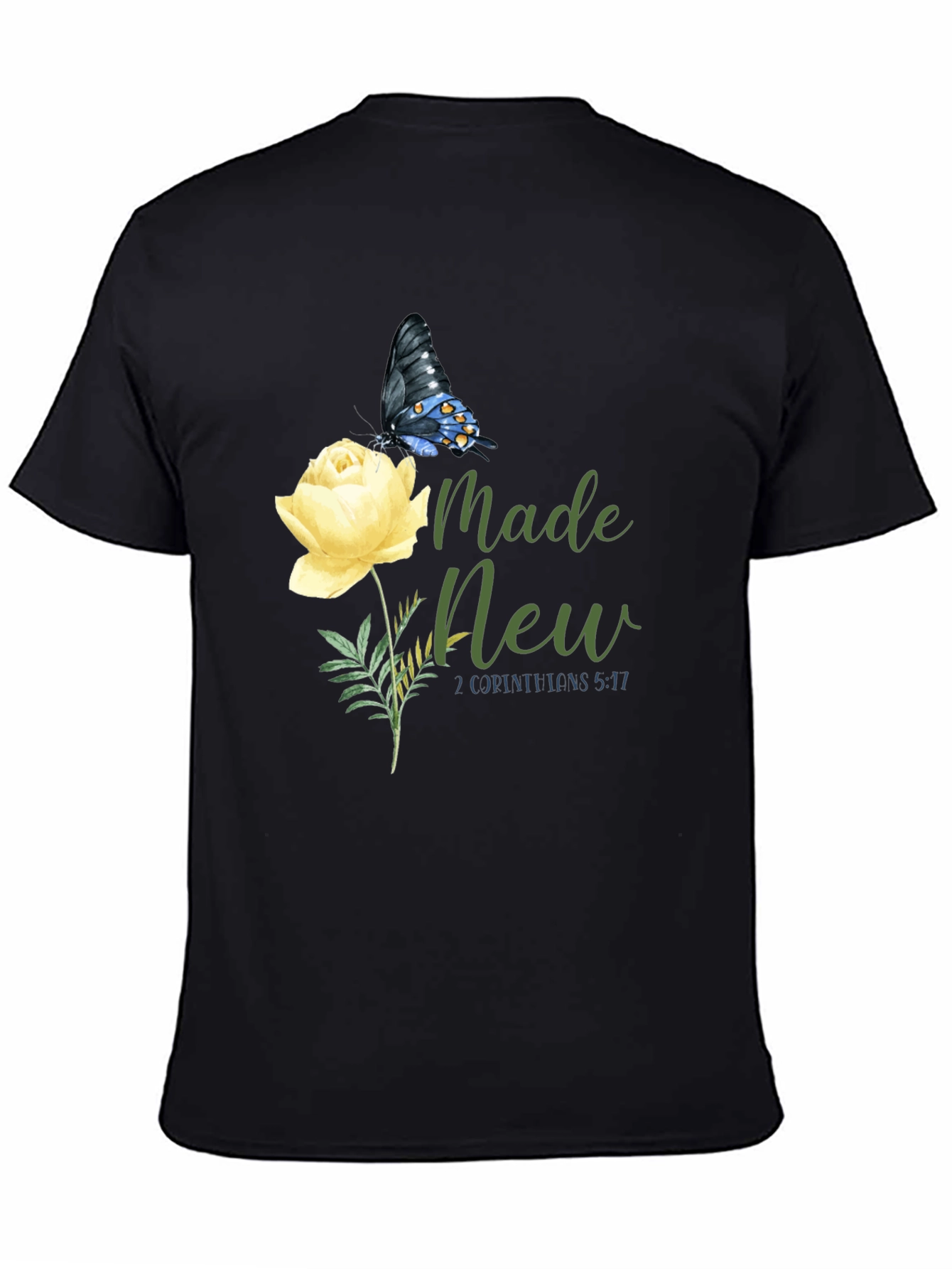 Made New Christian T-Shirt with Butterfly and Rose