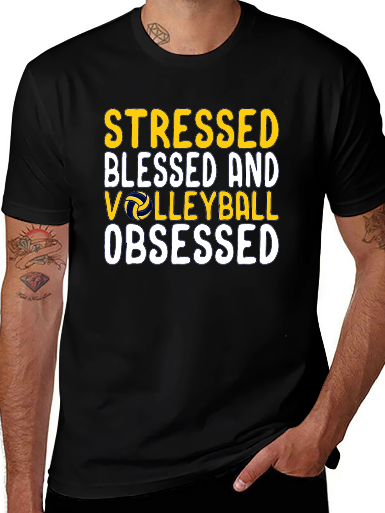 Stressed Blessed Volleyball Obsessed T-Shirt