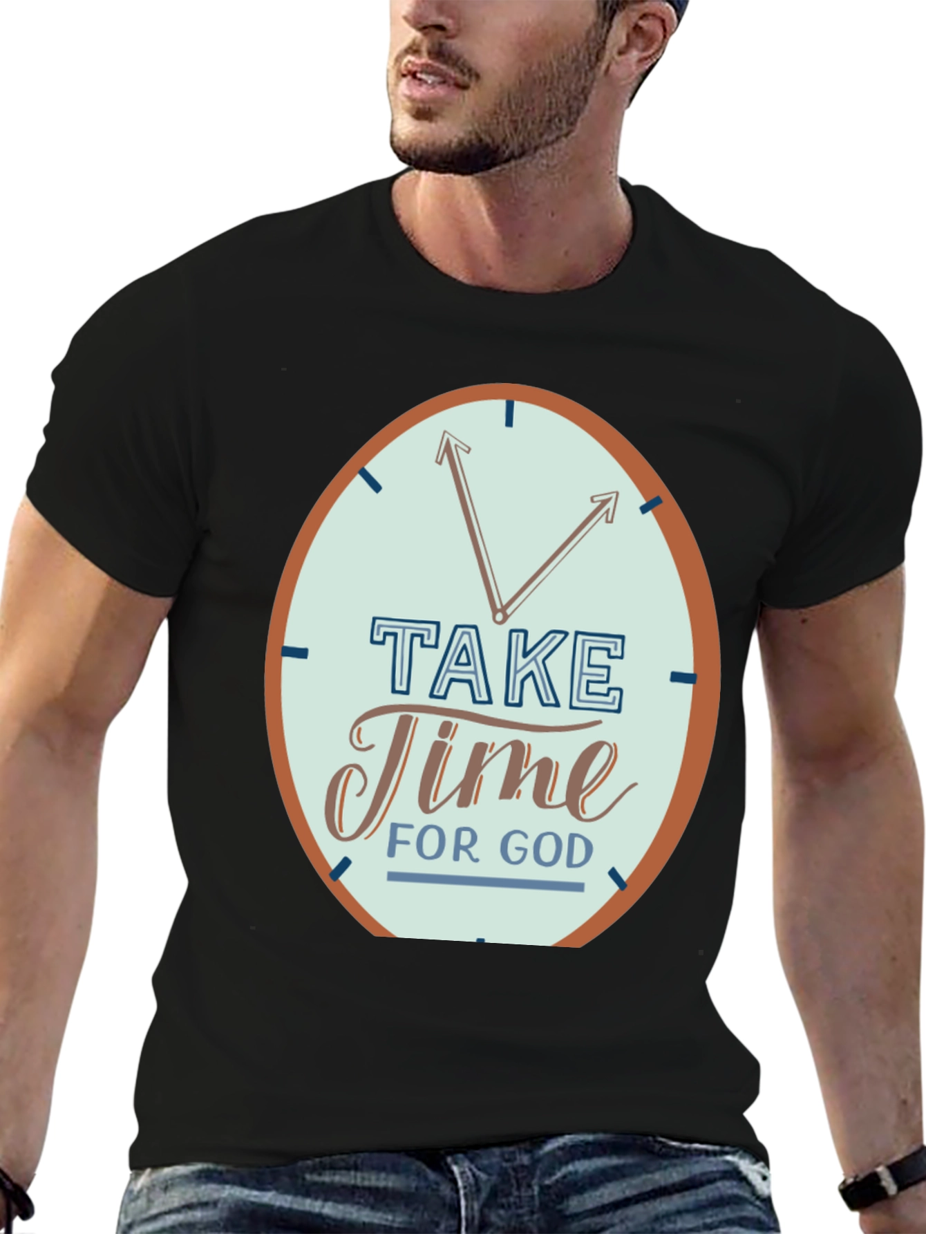 Time For God Black Graphic T-Shirt