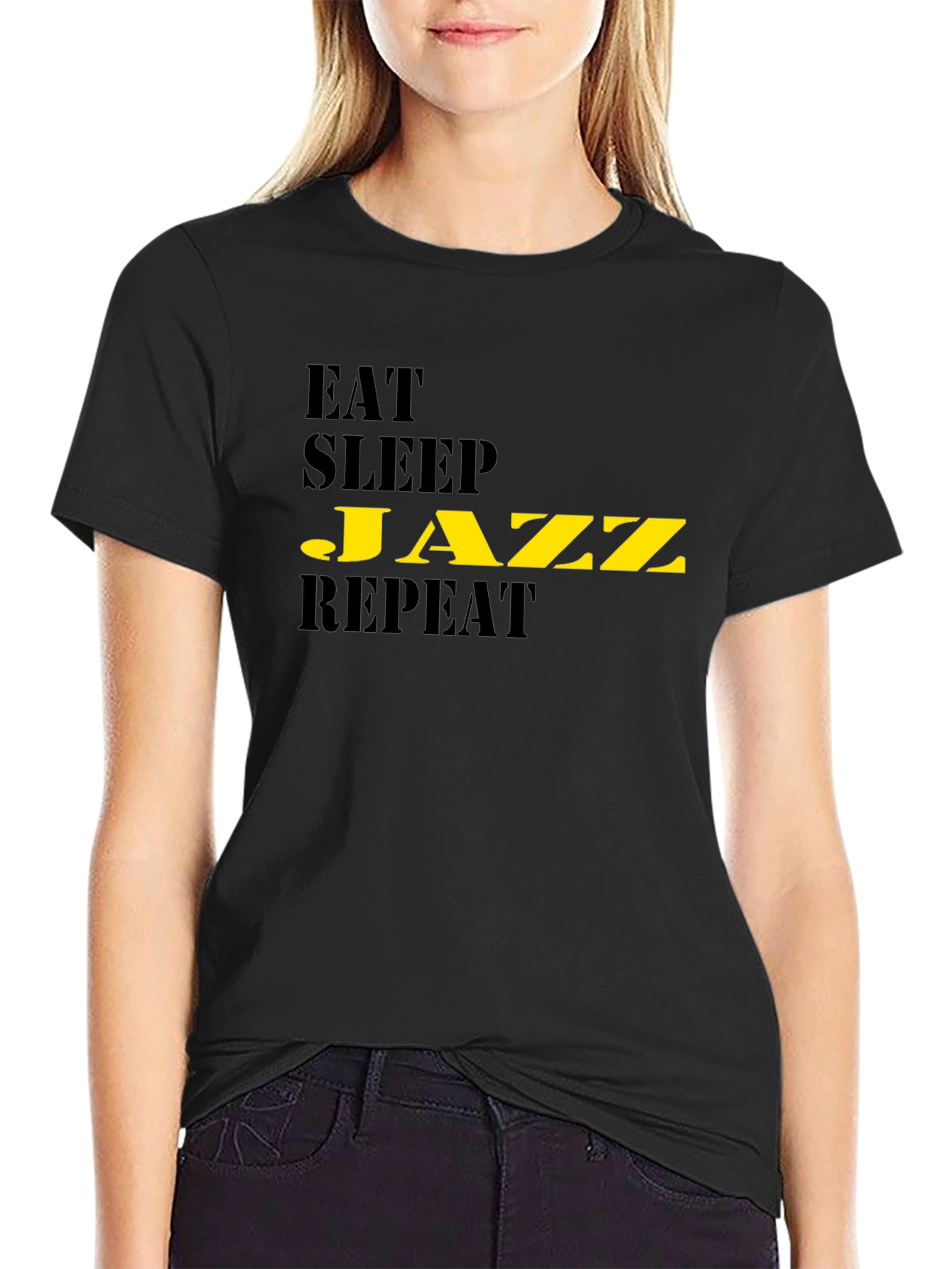 Eat Sleep Jazz Repeat Black T-Shirt