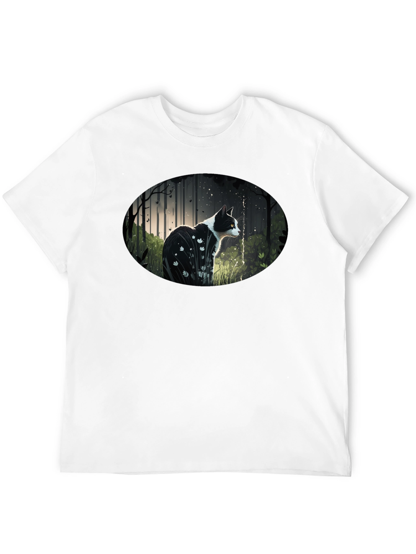 Cat in Forest Graphic T-Shirt