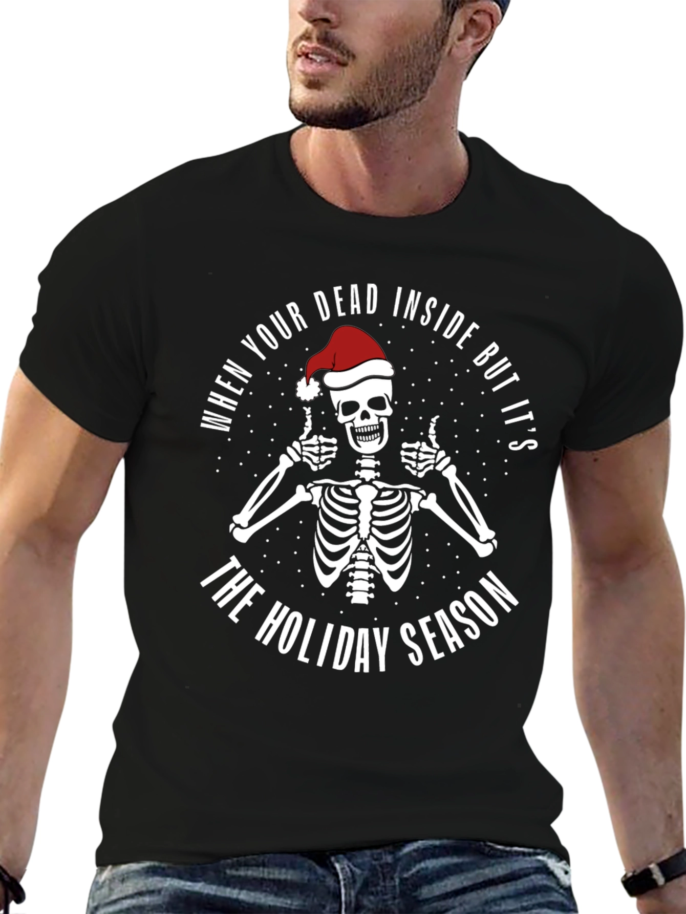 Funny Holiday Skeleton Graphic Tee
