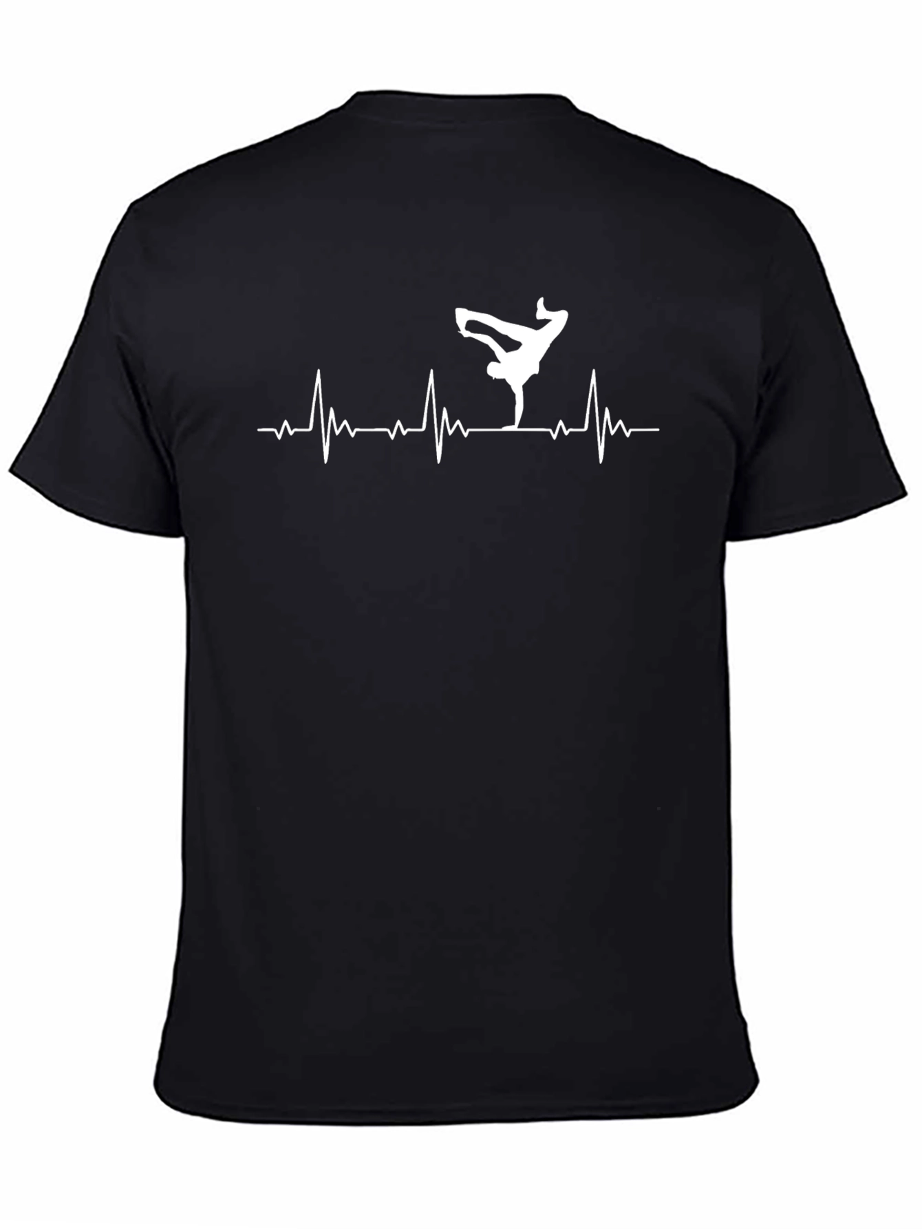 Breakdance Heartbeat Graphic Tee - Black Cotton Casual Shirt
