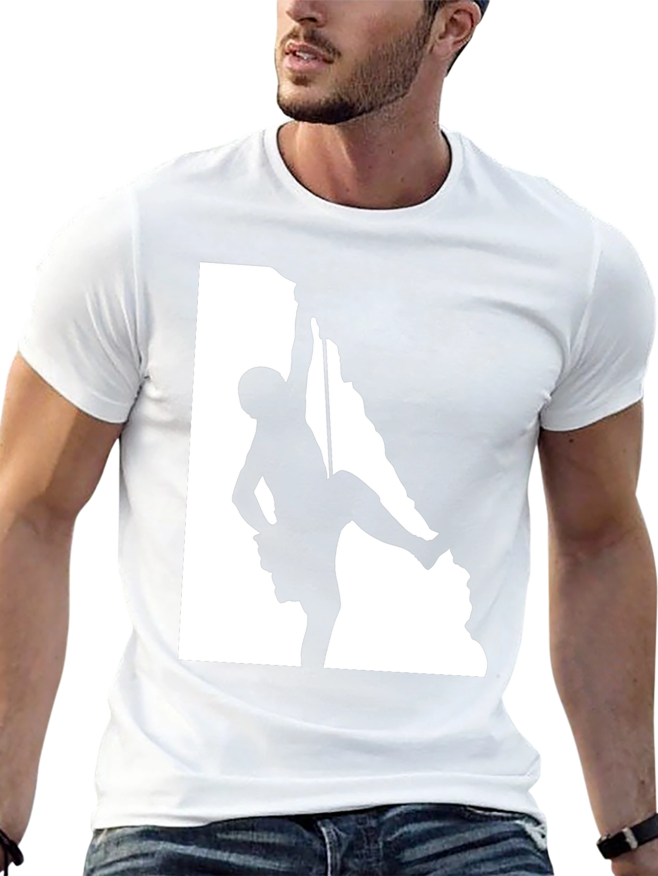 Climbing Silhouette Graphic Tee - Black Cotton Blend