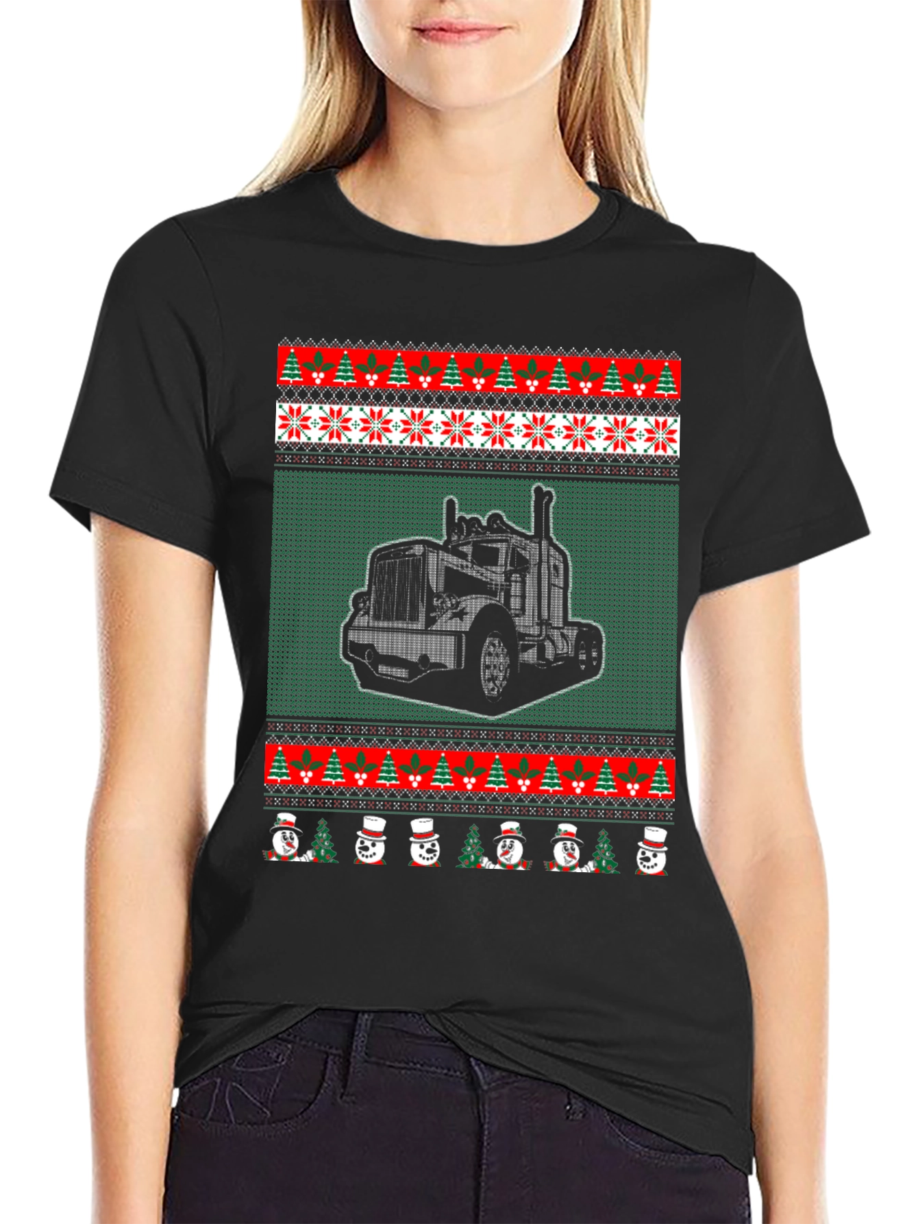 Truck Ugly Christmas Sweater Style T-Shirt