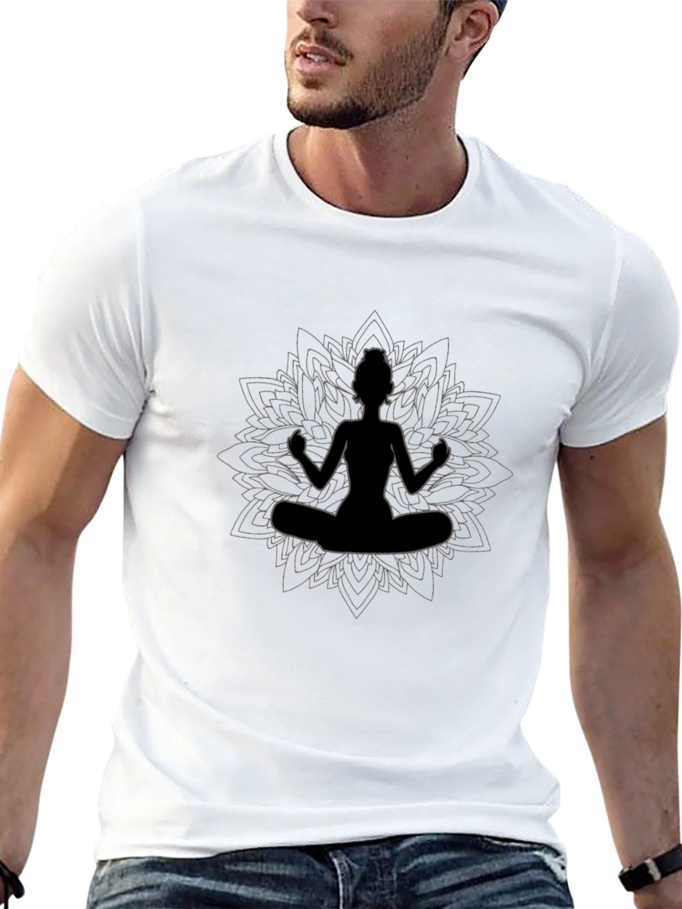Yoga Meditation T-Shirt - Black Cotton Blend