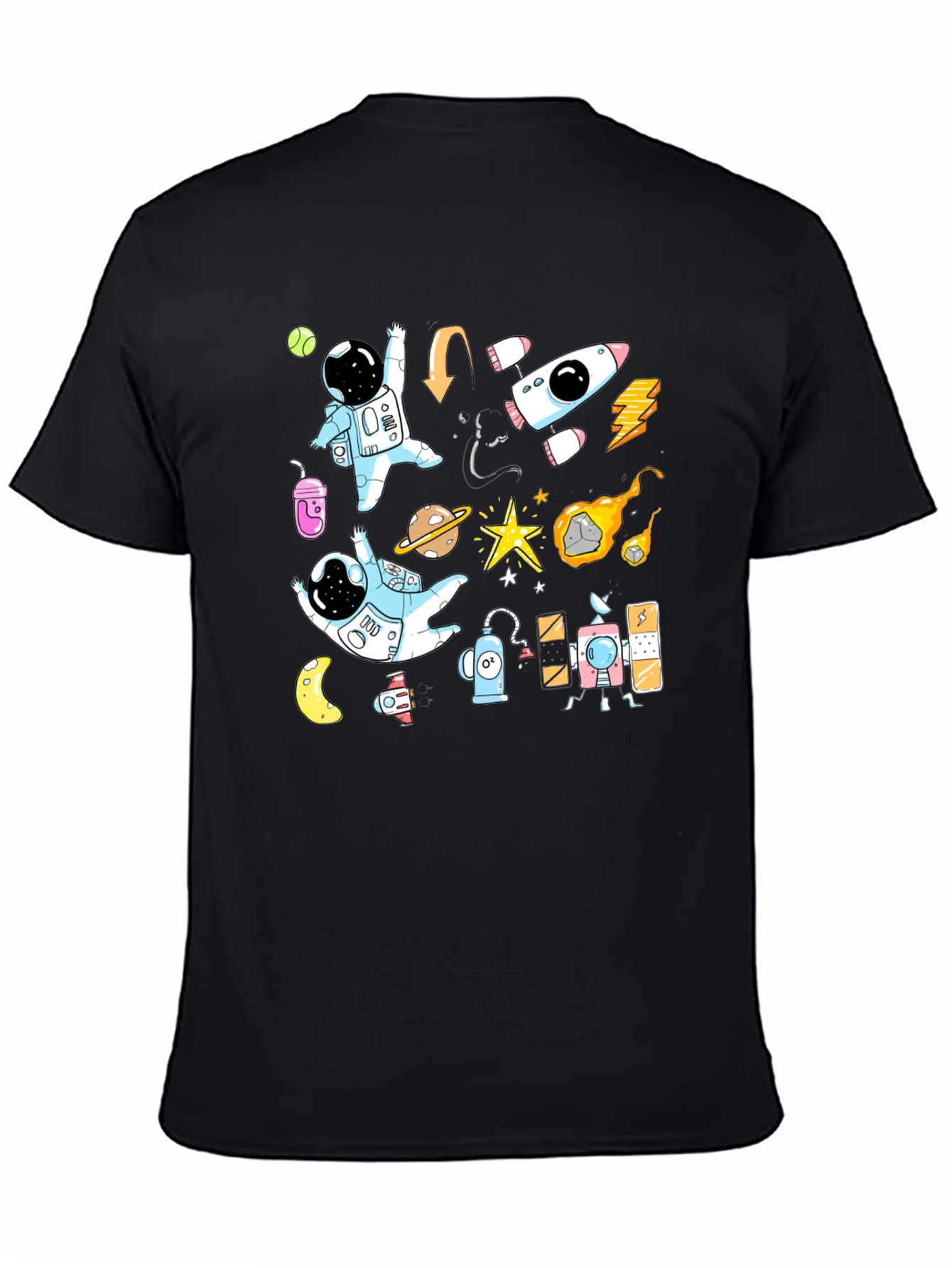 Astronaut Space Adventure Black T-Shirt