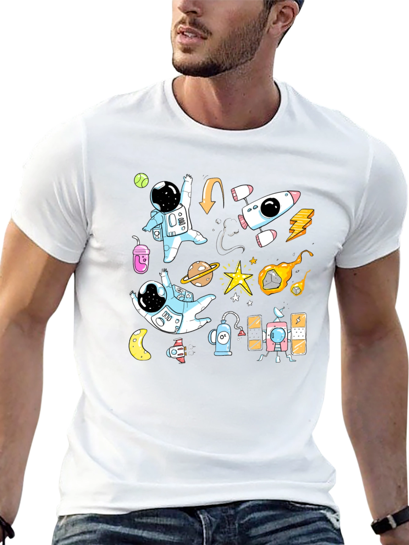 Astronaut Space Adventure Black T-Shirt