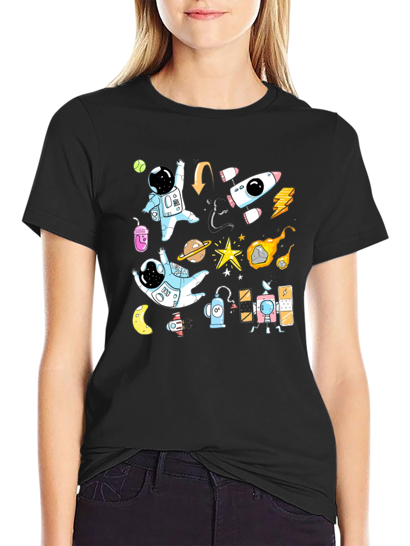 Astronaut Space Adventure Black T-Shirt