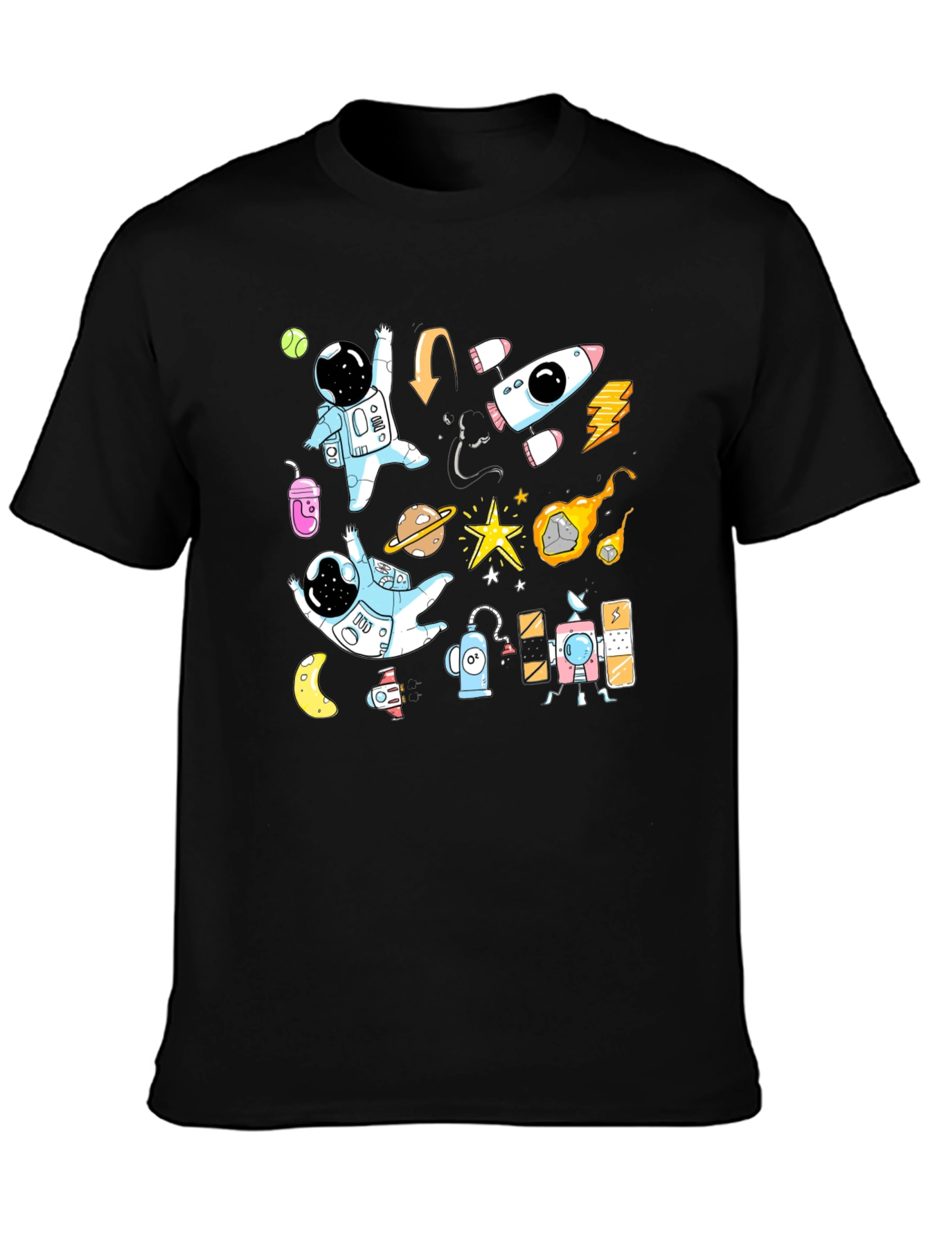Astronaut Space Adventure Black T-Shirt