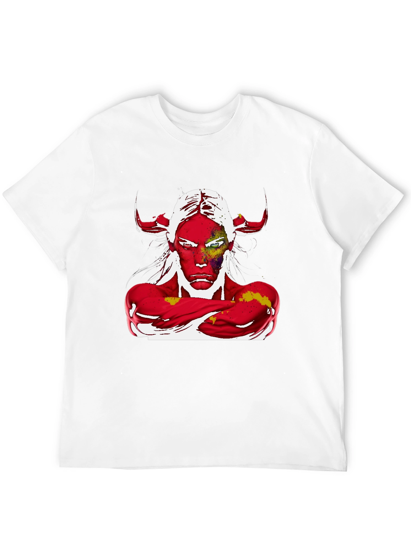 Abstract Graphic Tee - Devil Horns Design